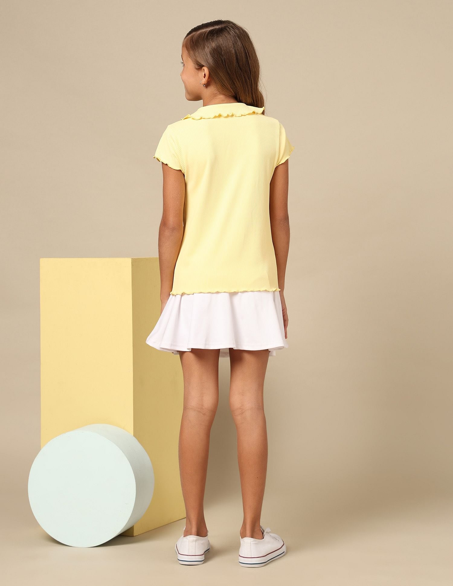 Girls Relaxed Fit Lettuce Edge T-Shirt Yellow - U.S. POLO ASSN. | Large