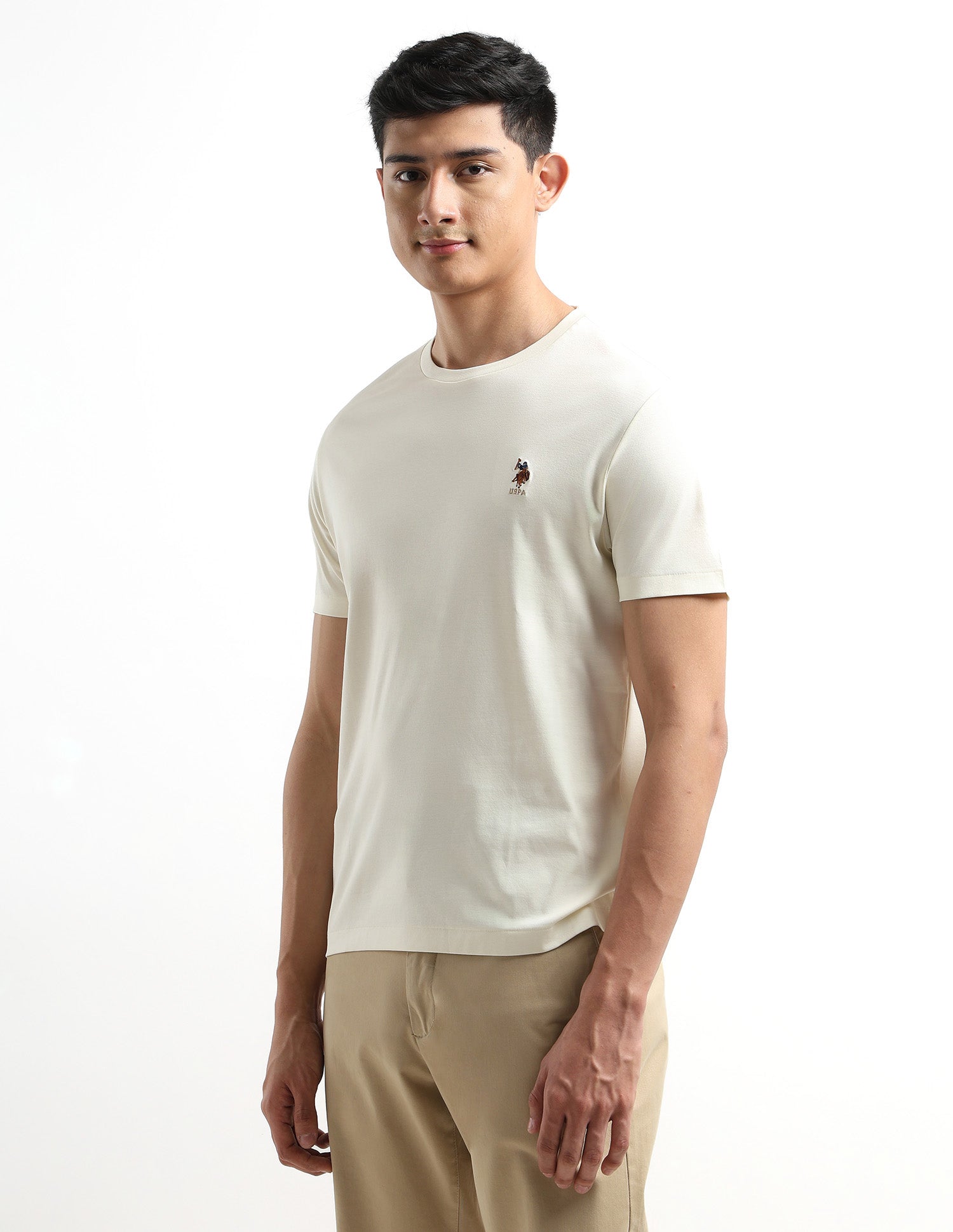Regular Fit Solid T-shirt Beige - U.S. POLO ASSN. | Large