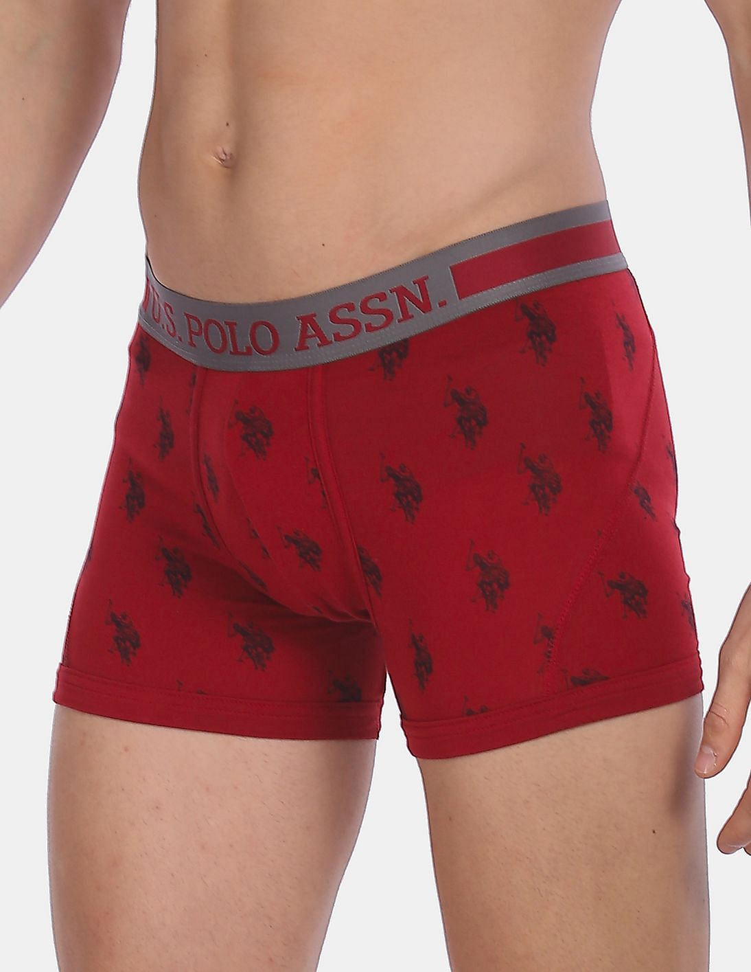 Cotton Spandex Printed I112 Premium Trunks - Pack Of 1 Red - U.S. POLO ASSN. | Large