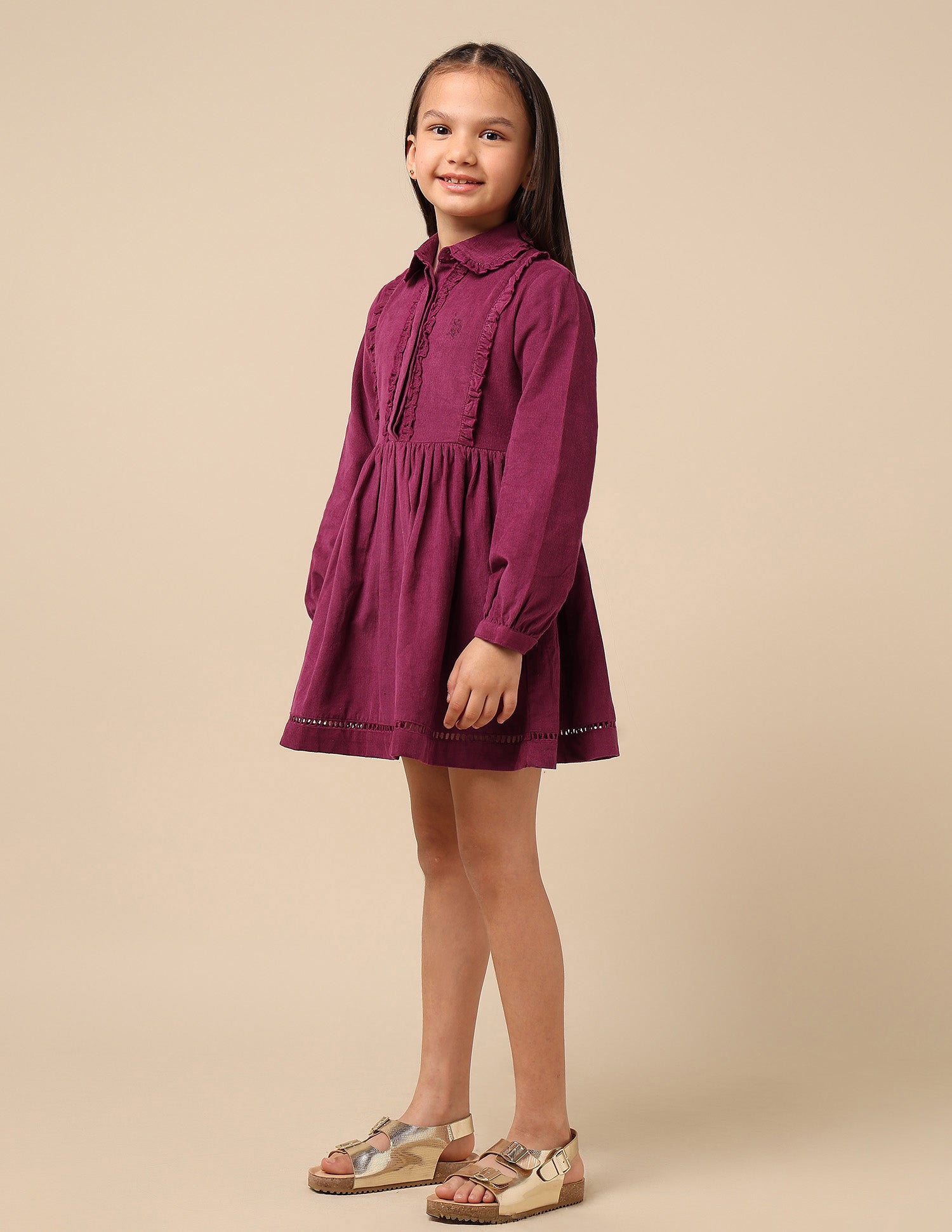 Girls Solid Shirt Dress Dark Pink - U.S. POLO ASSN. | Large