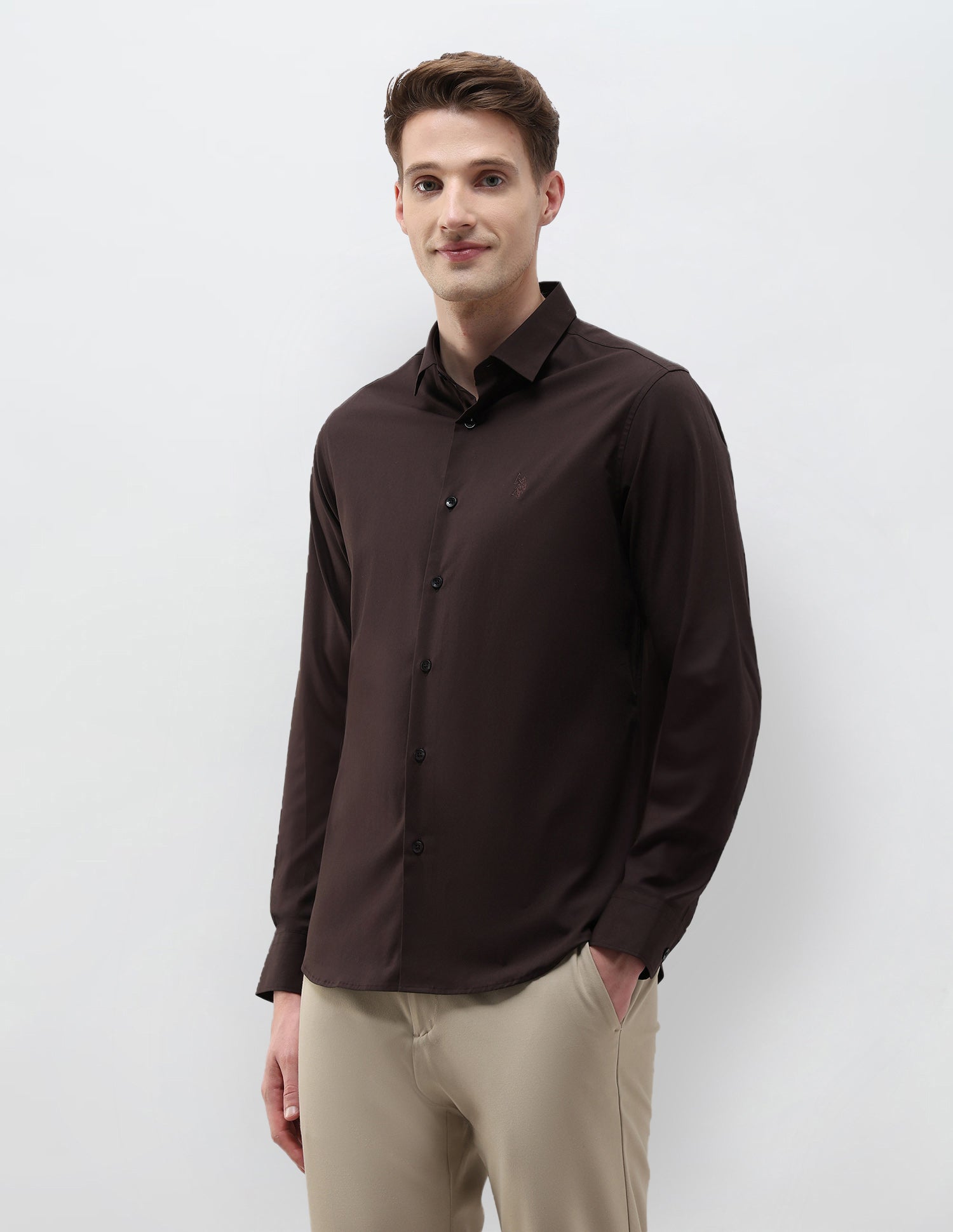 Solid Tailored Fit Shirt Choco - U.S. Polo Assn. India | Large