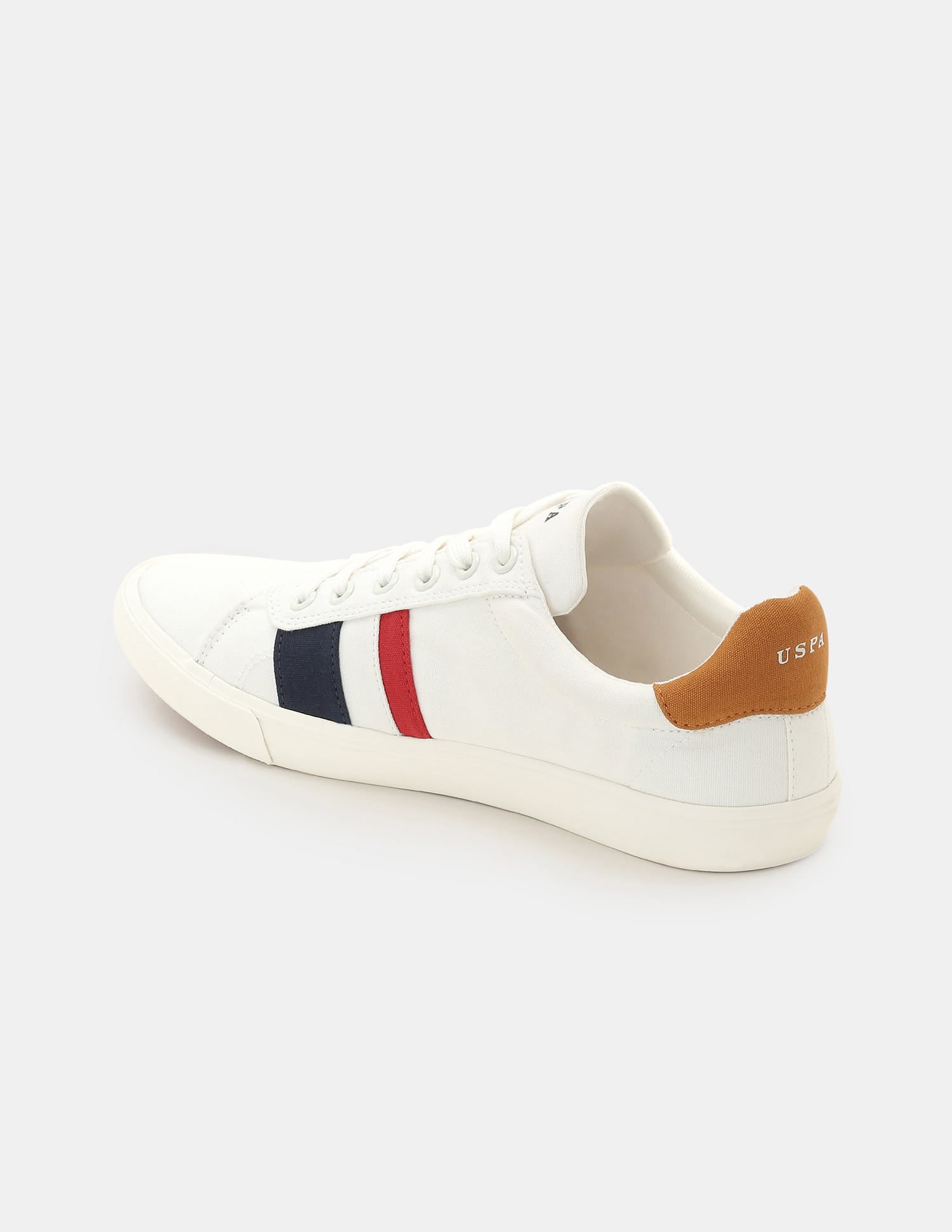 Men Striped Round Toe Abor 5.0 Sneakers Off White - U.S. Polo Assn. India | Large