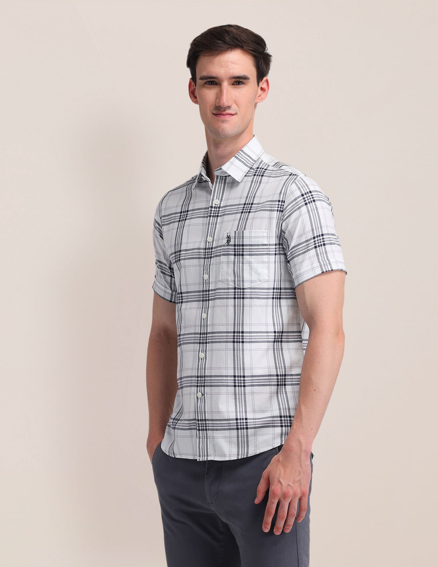 Plaid Checked Regular Fit Shirt White - U.S. Polo Assn. India | Large