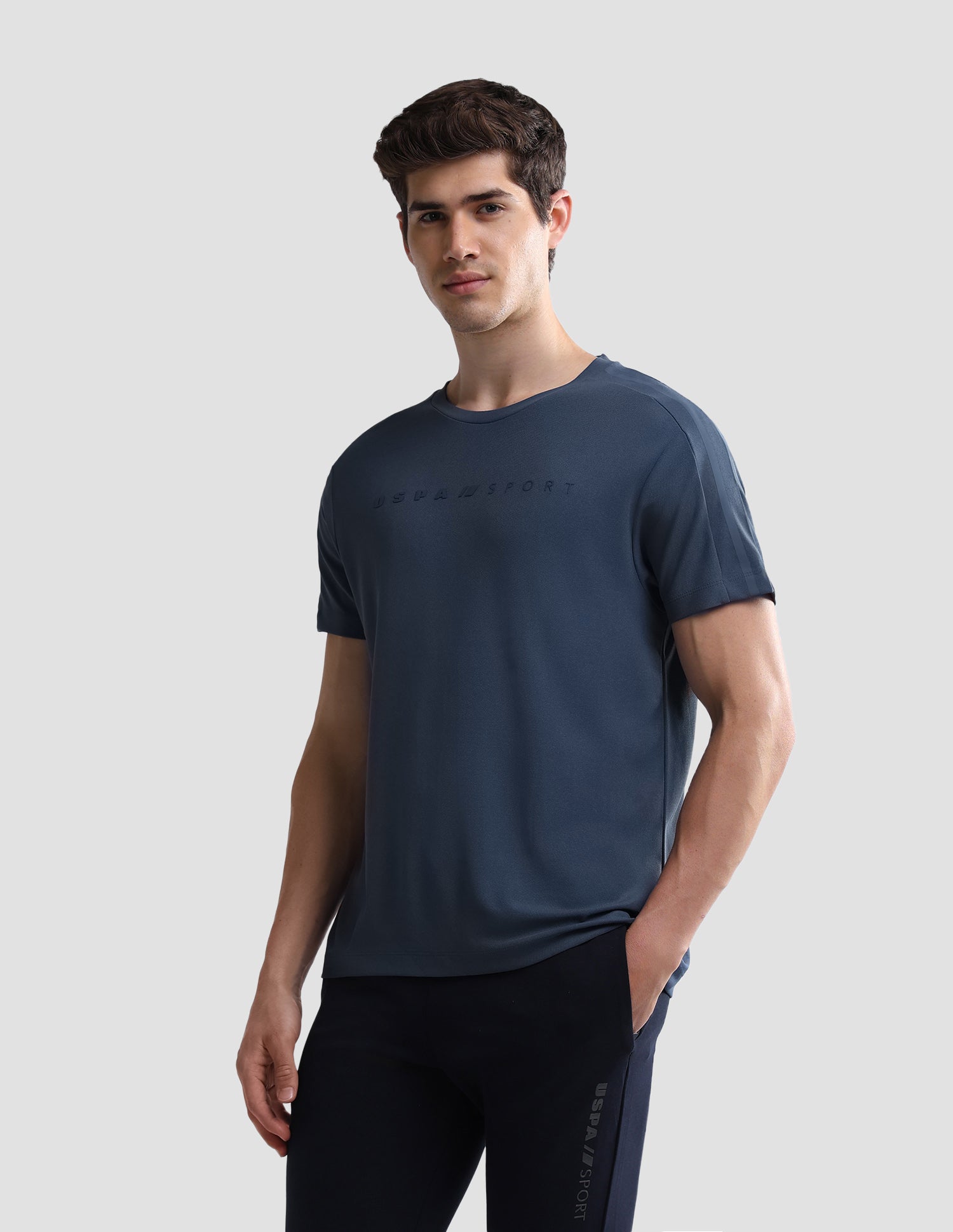 Solid Slim Fit Active T-Shirt Blue - U.S. Polo Assn. India | Large