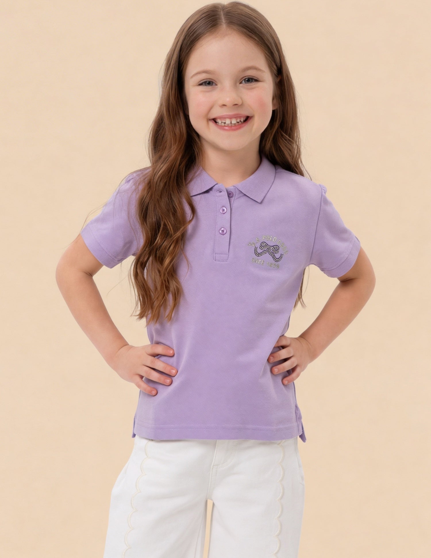 Regular Fit Solid Polo Shirt Lavender - U.S. Polo Assn. India | Large
