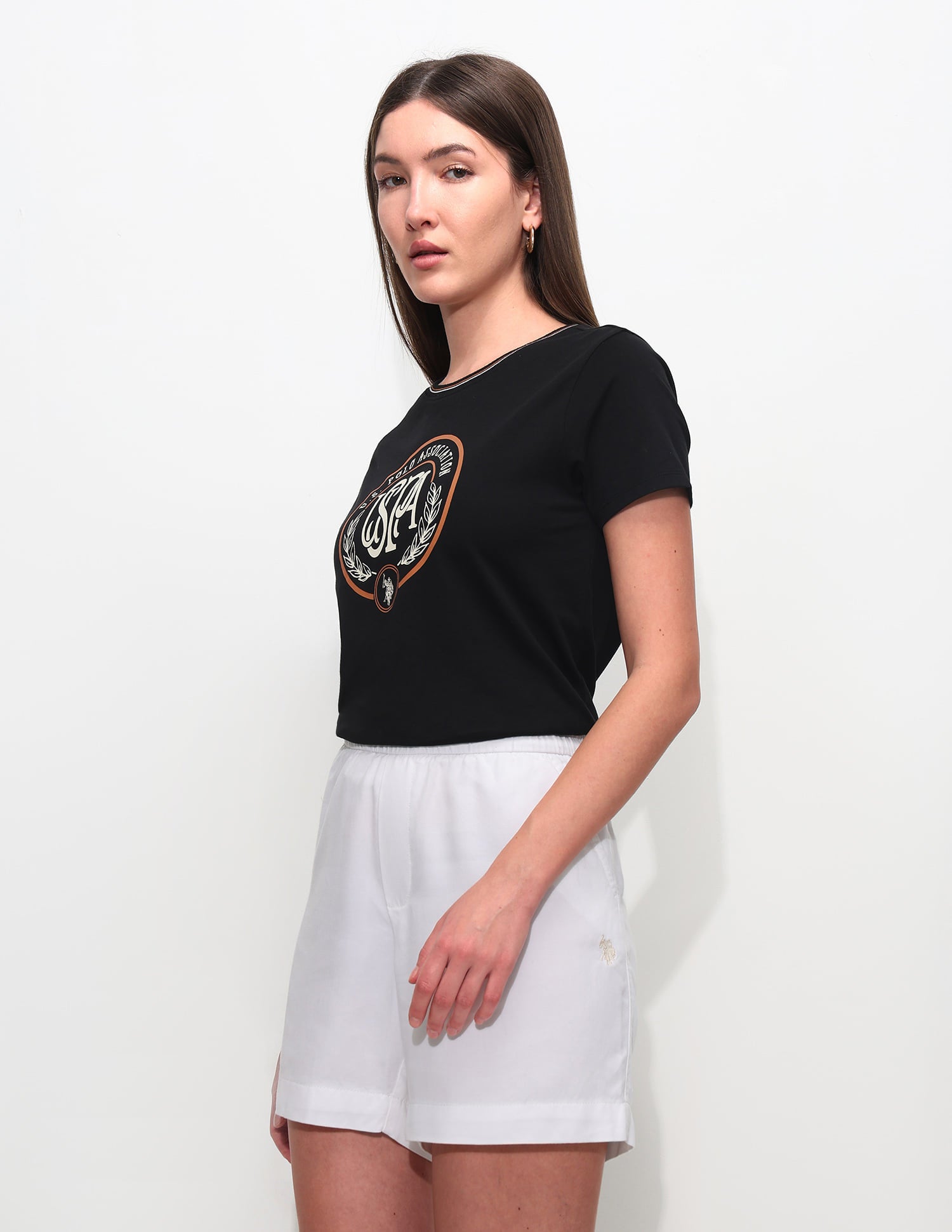 Regular Fit Brand Printed T-Shirt Black - U.S. Polo Assn. India | Large