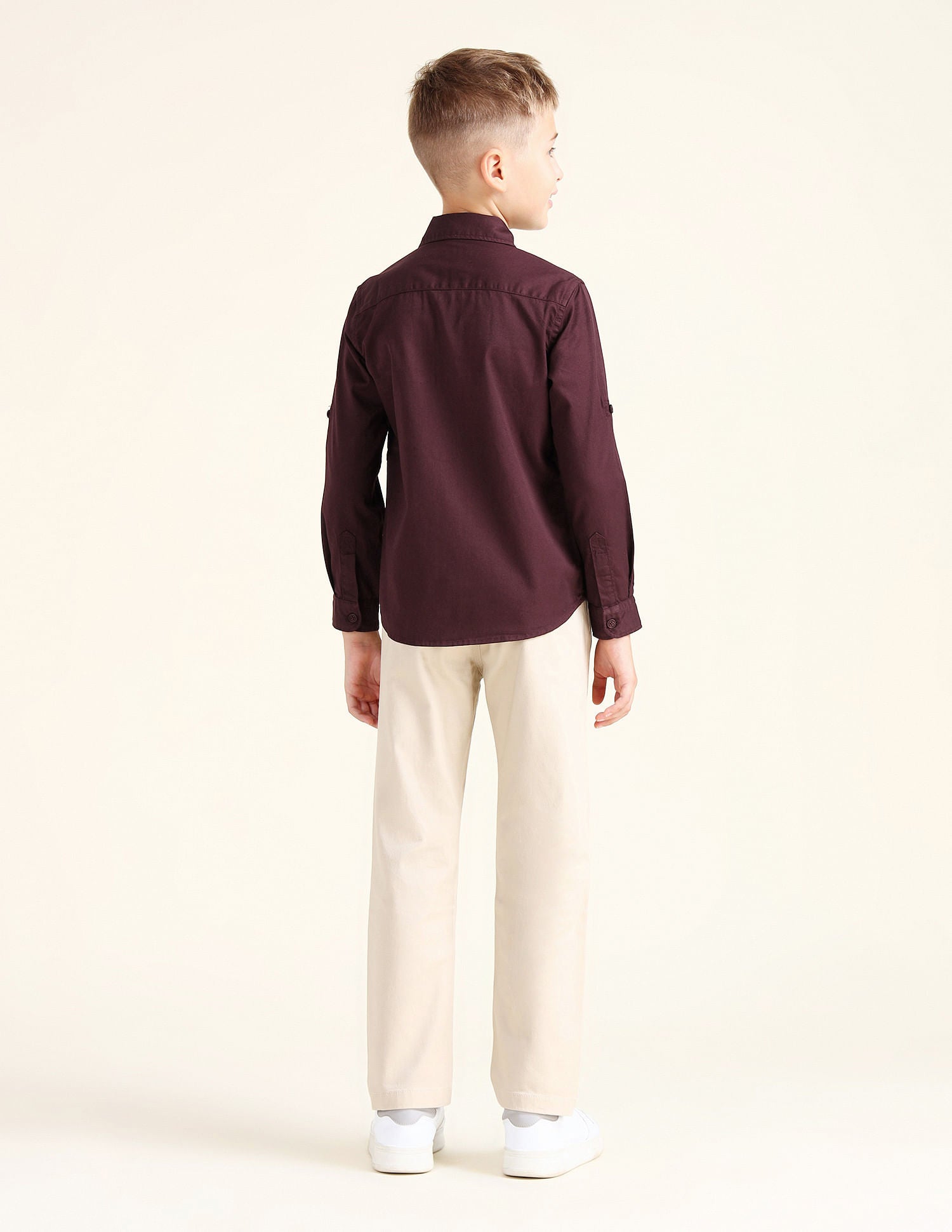 Boys Colour Block Cotton Shirt Maroon - U.S. Polo Assn. India | Large