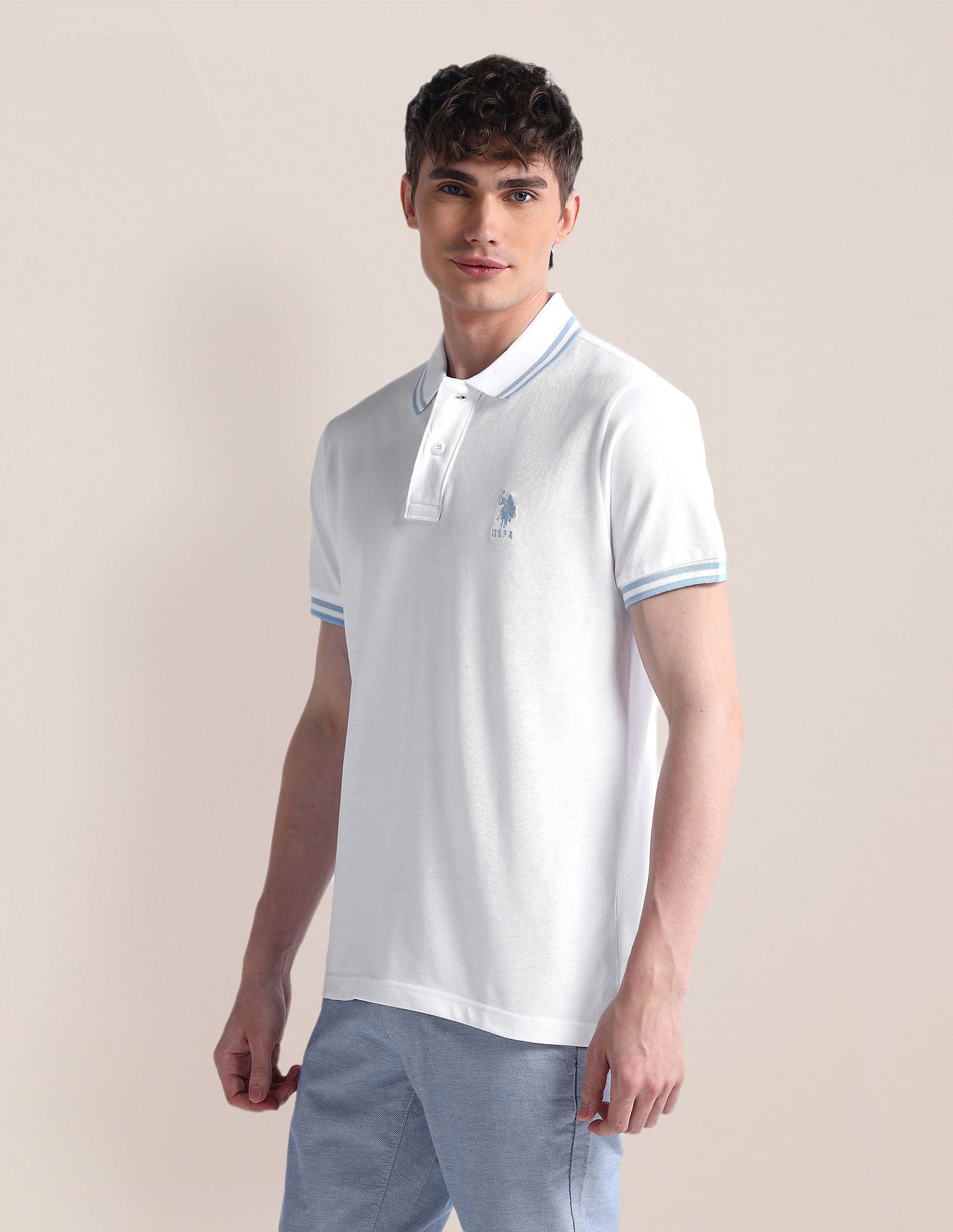 Slim Fit Short Sleeve Polo Shirt White - U.S. POLO ASSN. | Large