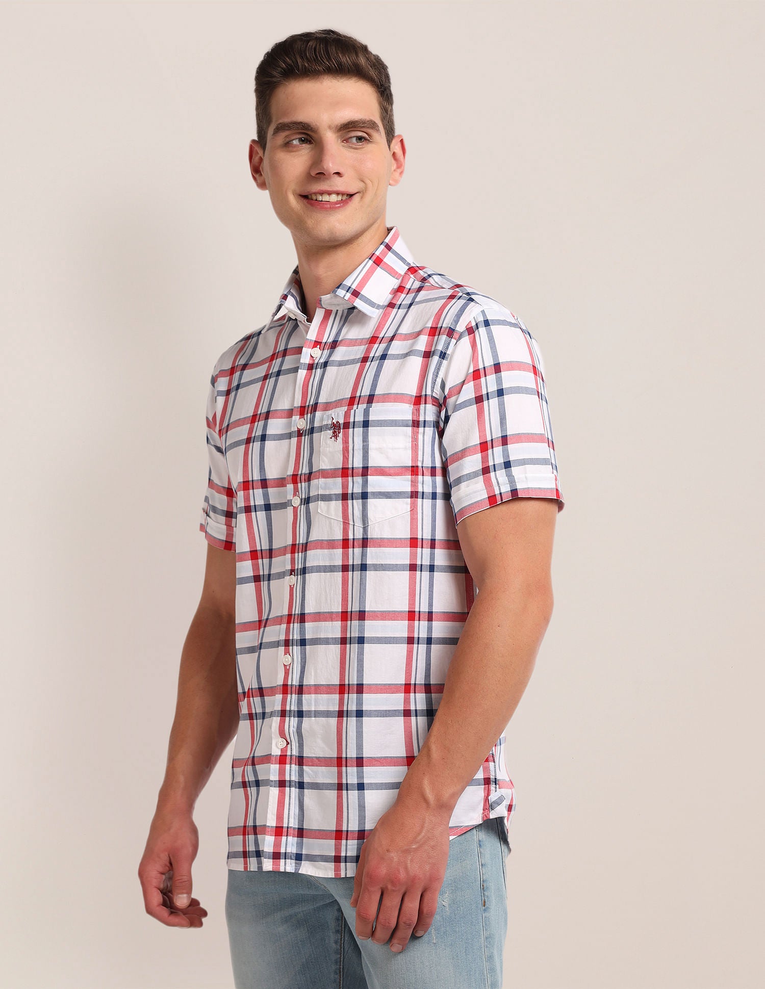 Tartan Check Twill Shirt White - U.S. POLO ASSN. | Large