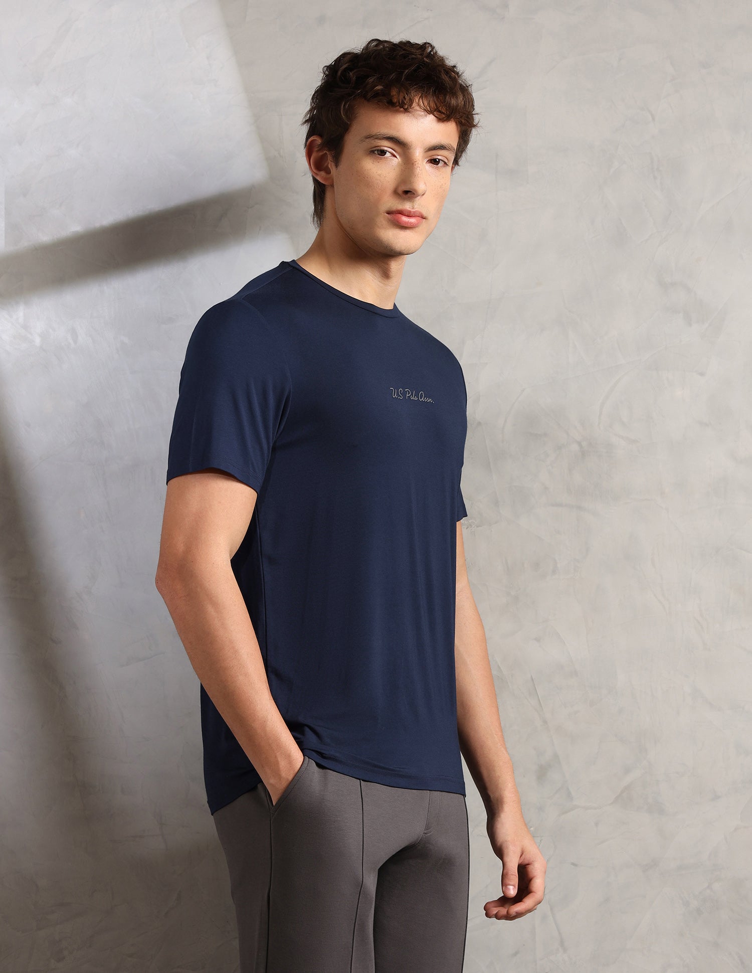 Round Neck Comfort Fit PE007-PL Lounge T-Shirt - Pack Of 1 Pageant Blue - U.S. Polo Assn. India | Large