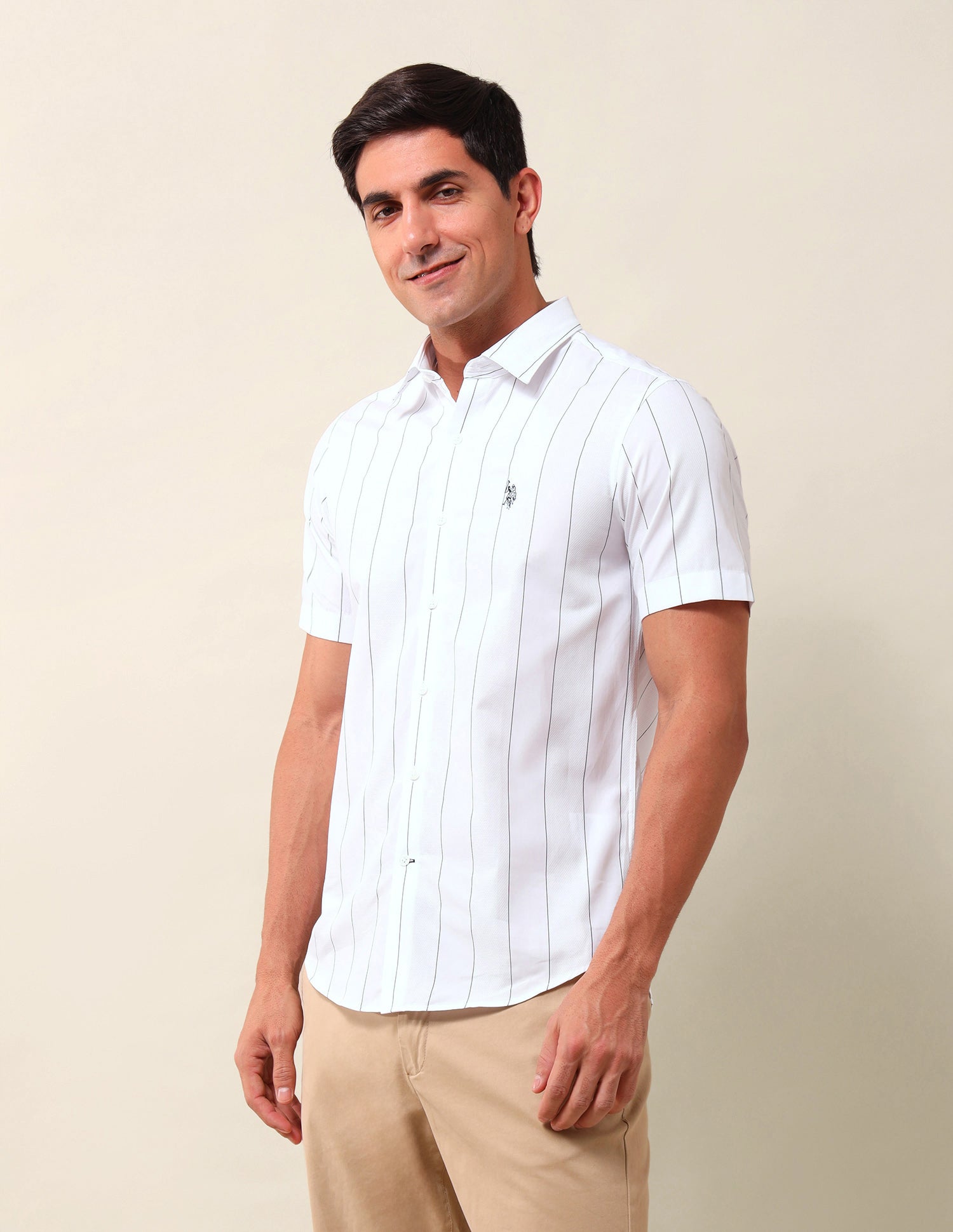 Vertical Striped Regular Fit Shirt White - U.S. Polo Assn. India | Large