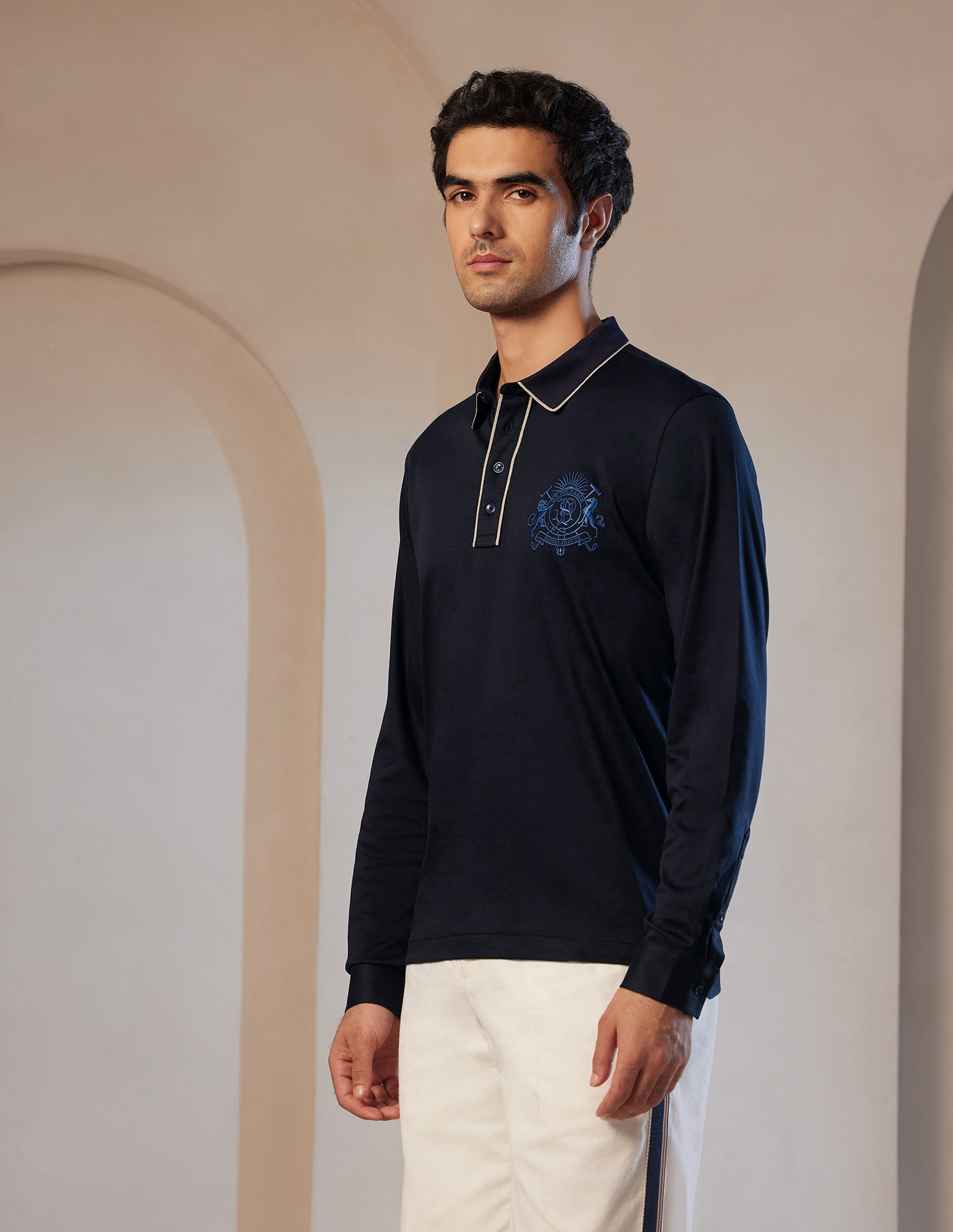 Pacho X Crest Logo Slim Fit Polo Shirt Navy - U.S. Polo Assn. India | Large