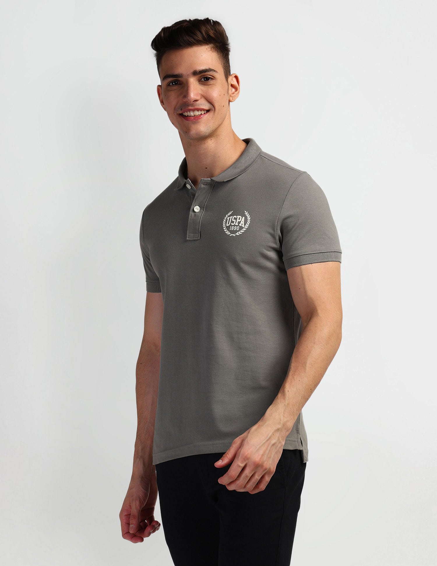 Brand Print Polo Shirt Grey - U.S. Polo Assn. India | Large