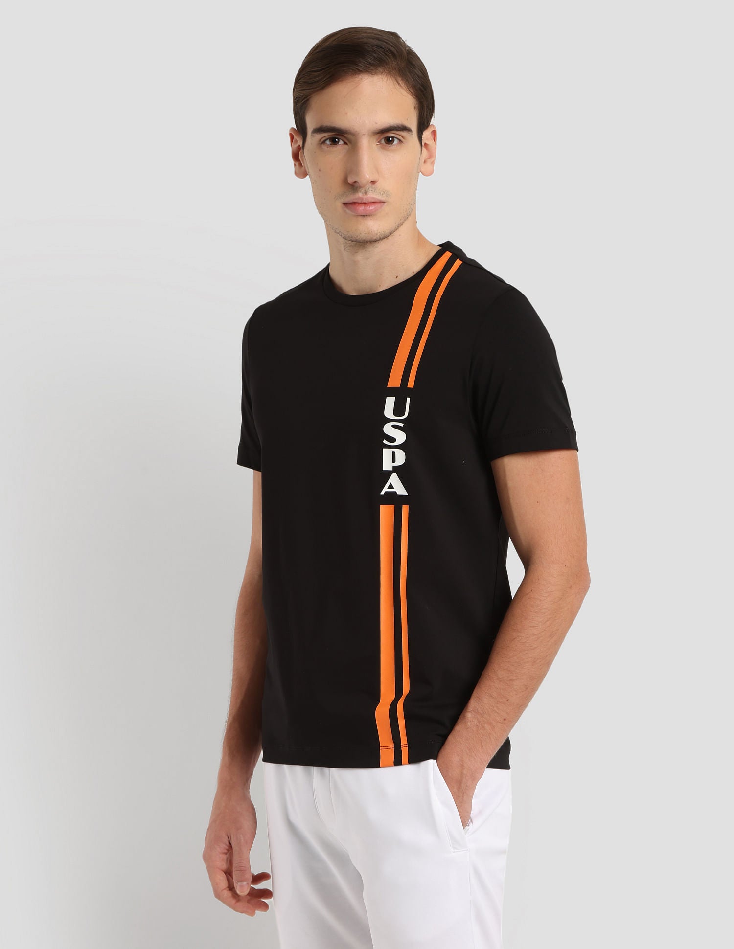Brand Print Sport T-Shirt Black - U.S. Polo Assn. India | Large