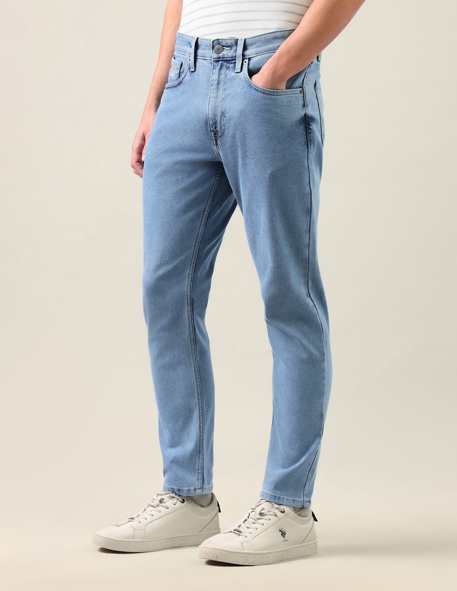 Cole Comfort Cropped Fit Blue Jeans Blue - U.S. Polo Assn. India | Large