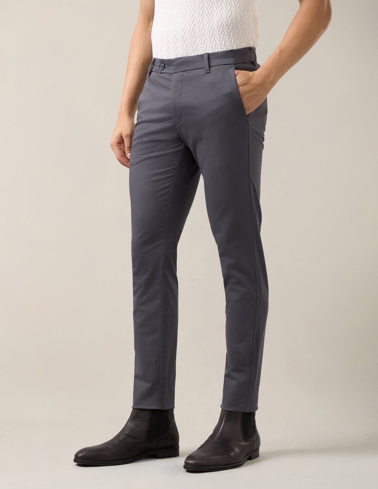 Austin Slim Fit Satin Trousers Purple Grey - U.S. Polo Assn. India | Large