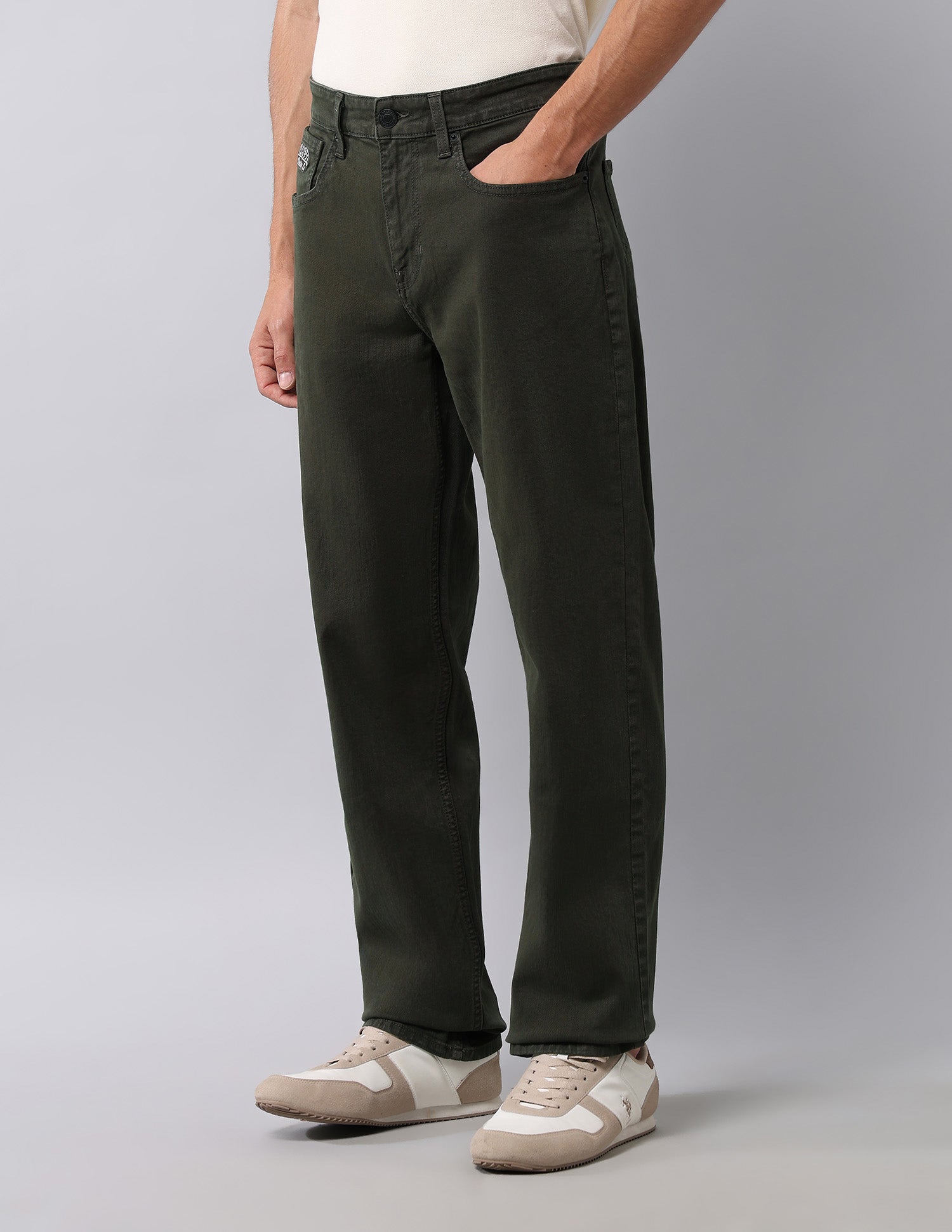 Shawn Relaxed Fit Green Jeans Olive - U.S. Polo Assn. India | Large