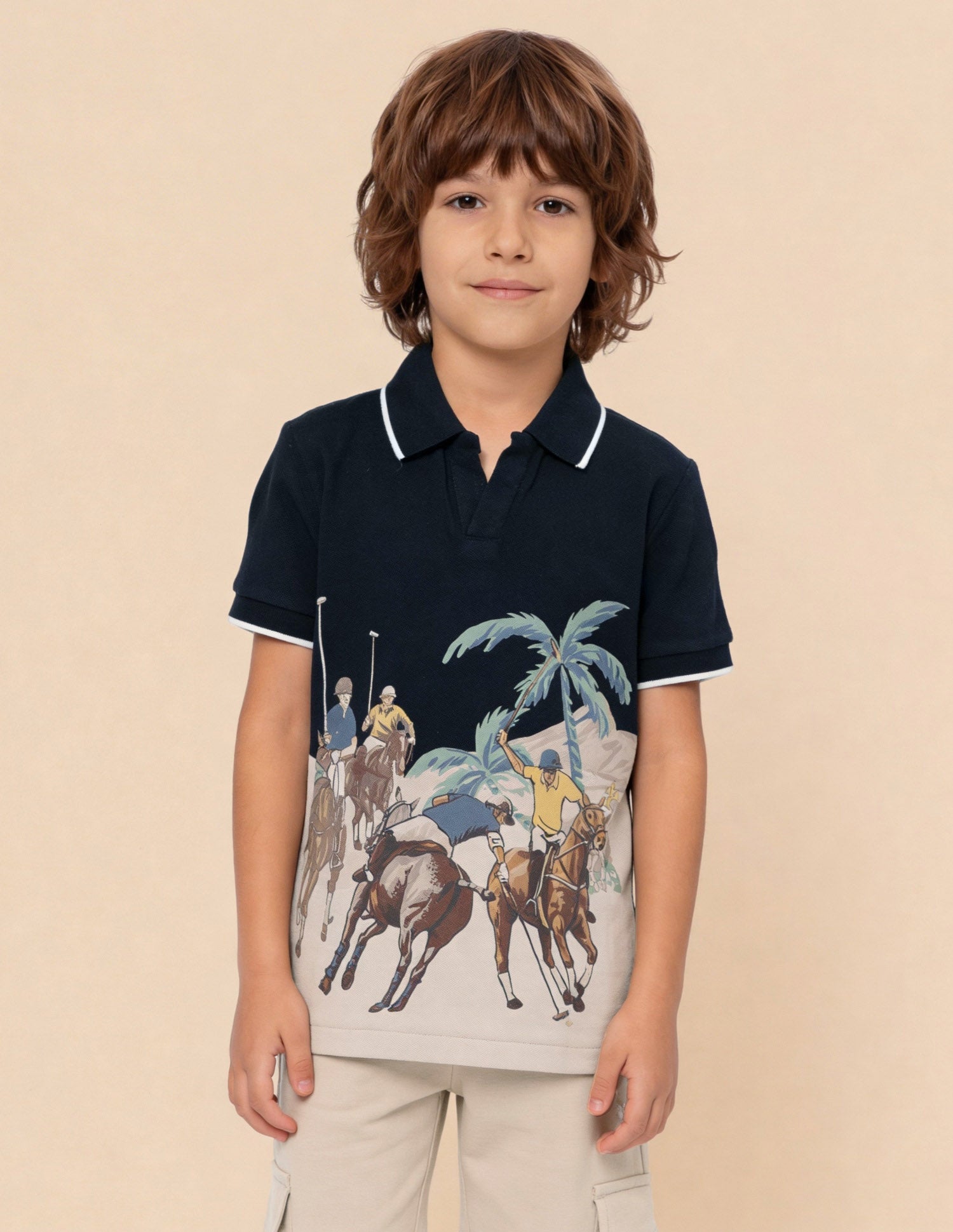 Graphic Printed Regular Fit Polo Shirt Navy - U.S. Polo Assn. India | Large