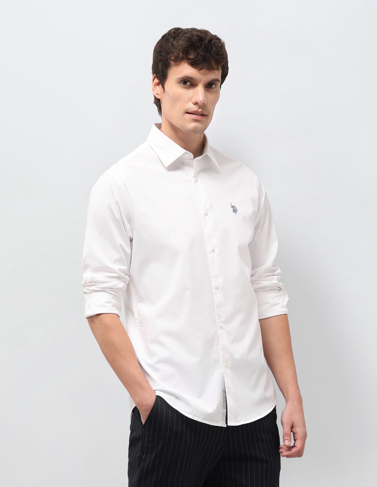 Solid Tailored Fit Shirt White - U.S. Polo Assn. India | Large