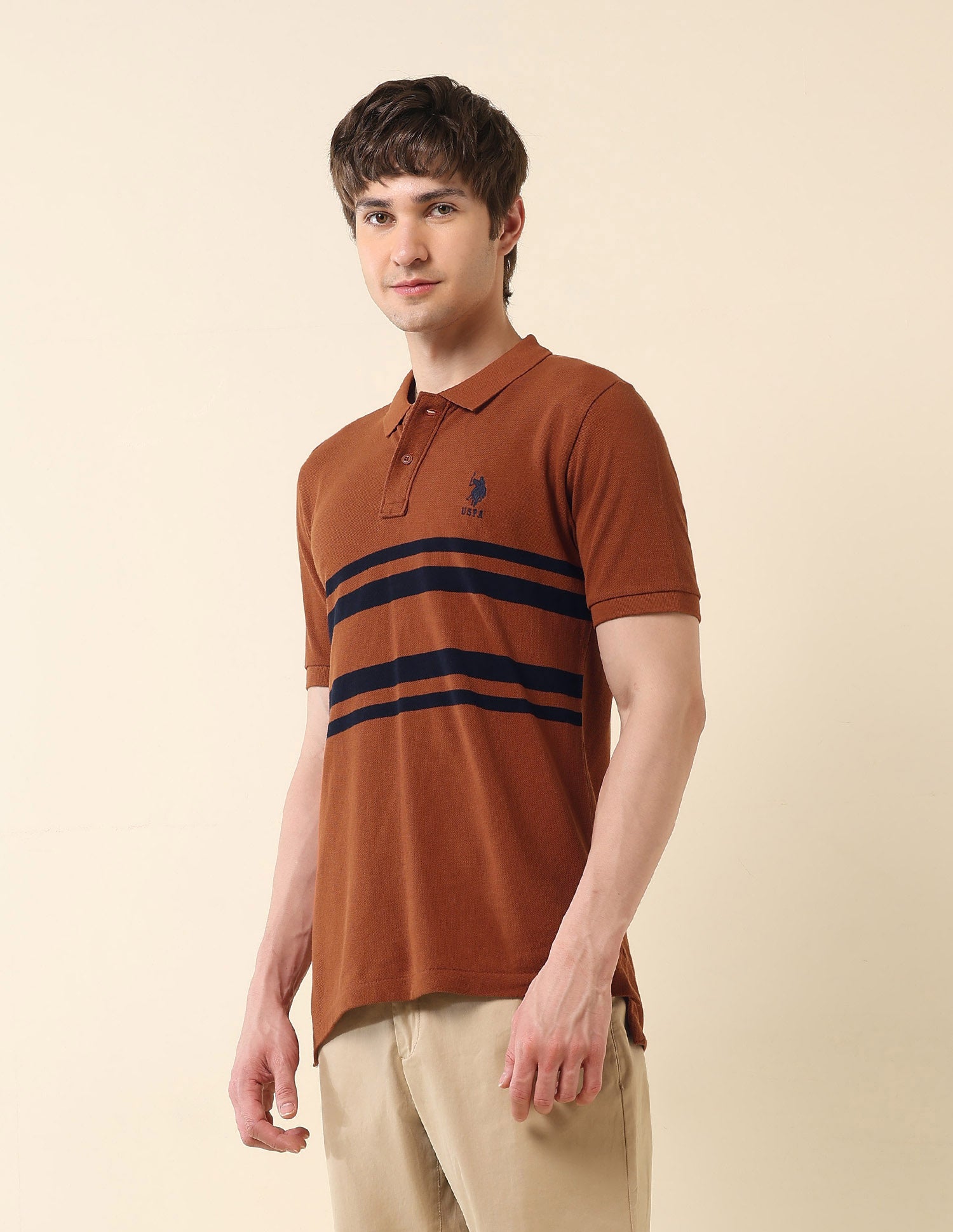 Horizontal Striped Classic Polo Shirt Rust - U.S. POLO ASSN. | Large