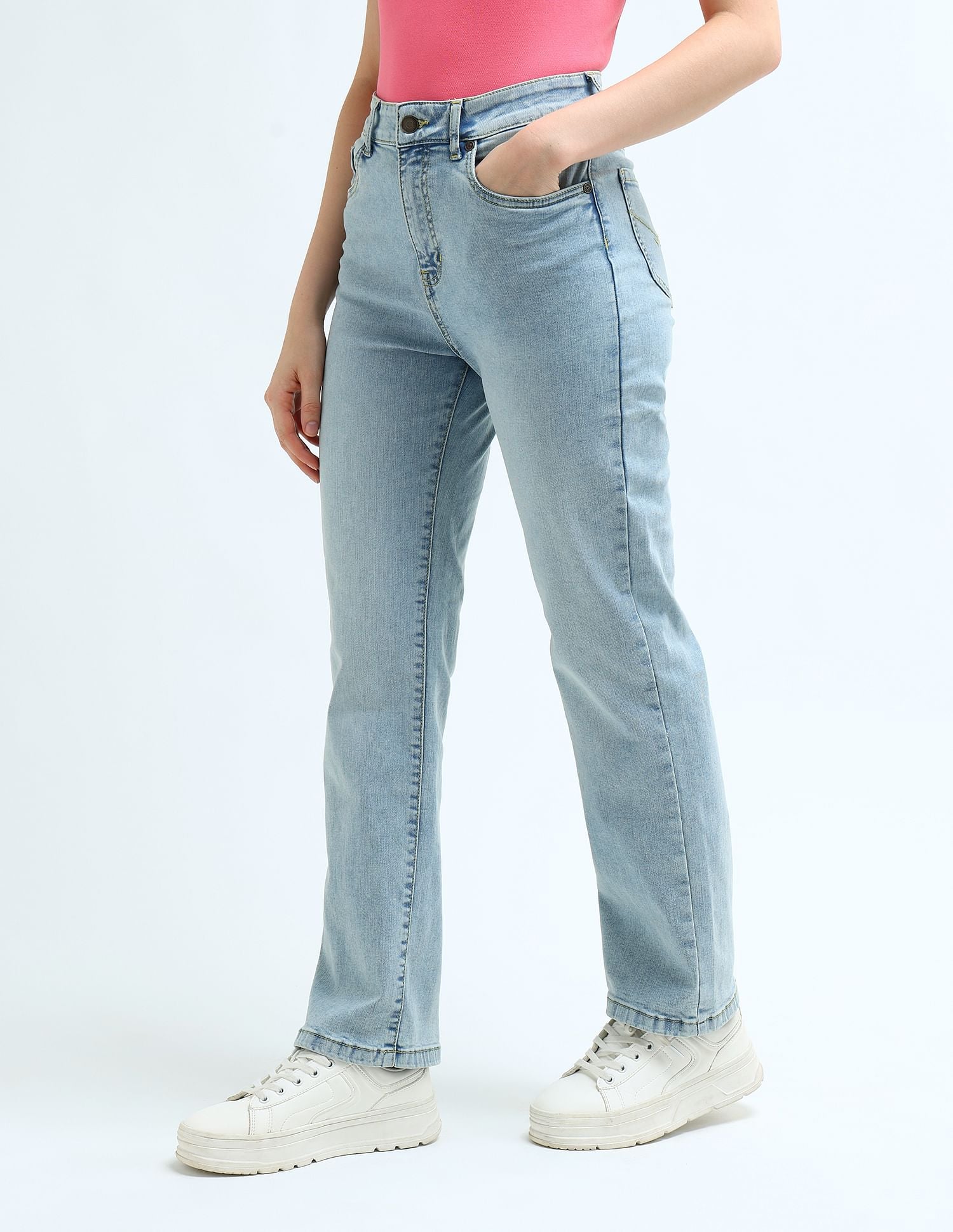 High Rise Tinted Straight Fit Jeans Light Blue - U.S. POLO ASSN. | Large