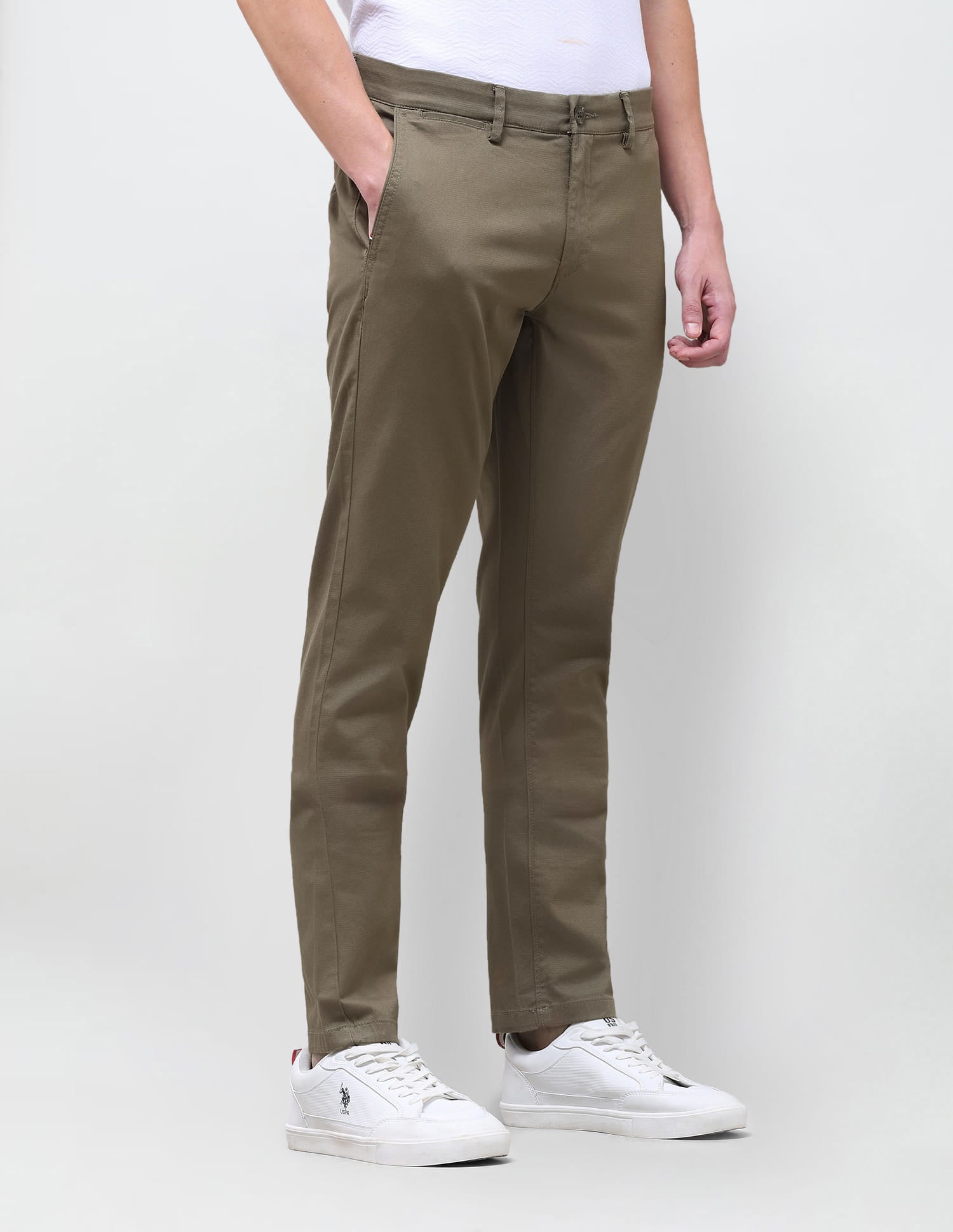 Solid Regular Fit Trouser Green - U.S. Polo Assn. India | Large
