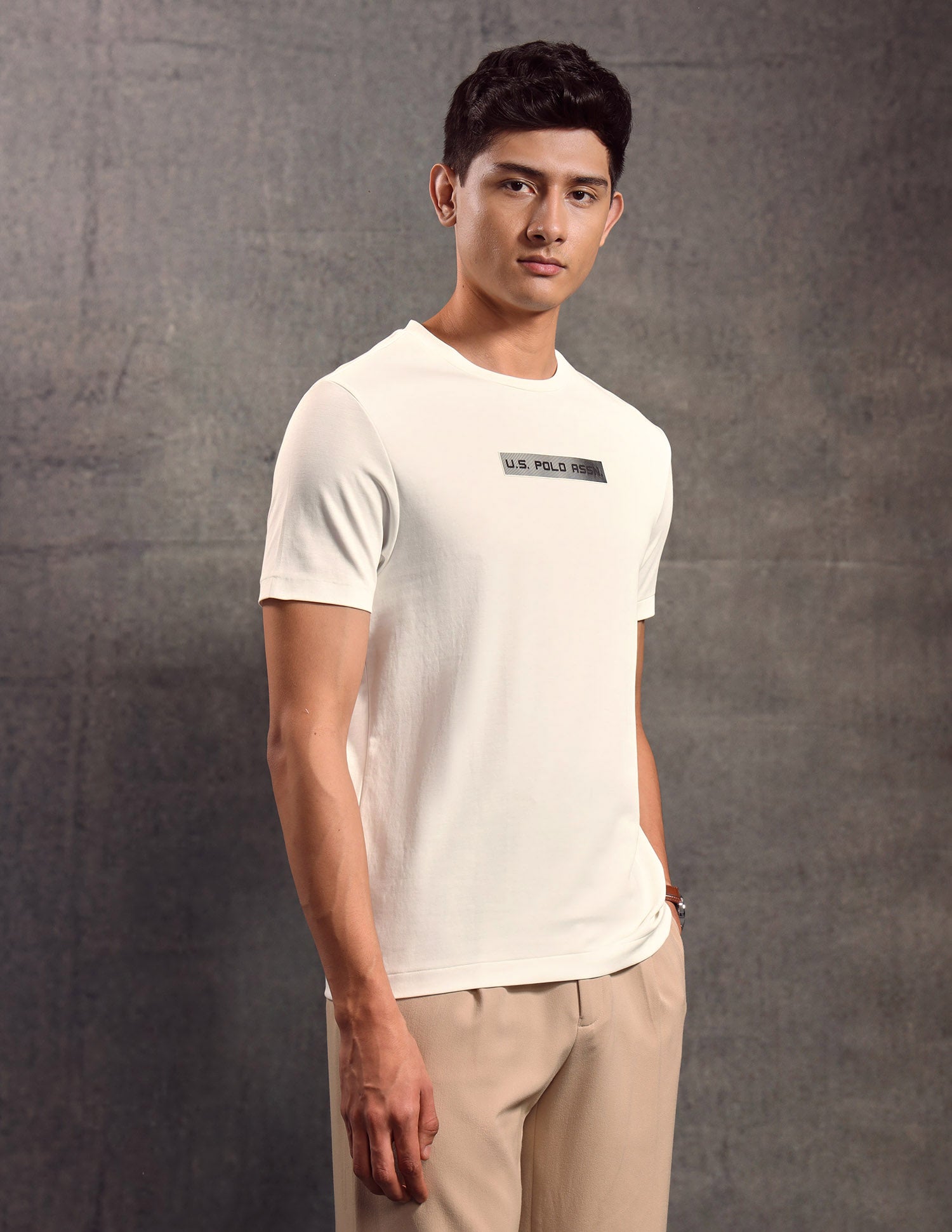 Solid Regular Fit T-shirt Ivory - U.S. POLO ASSN. | Large