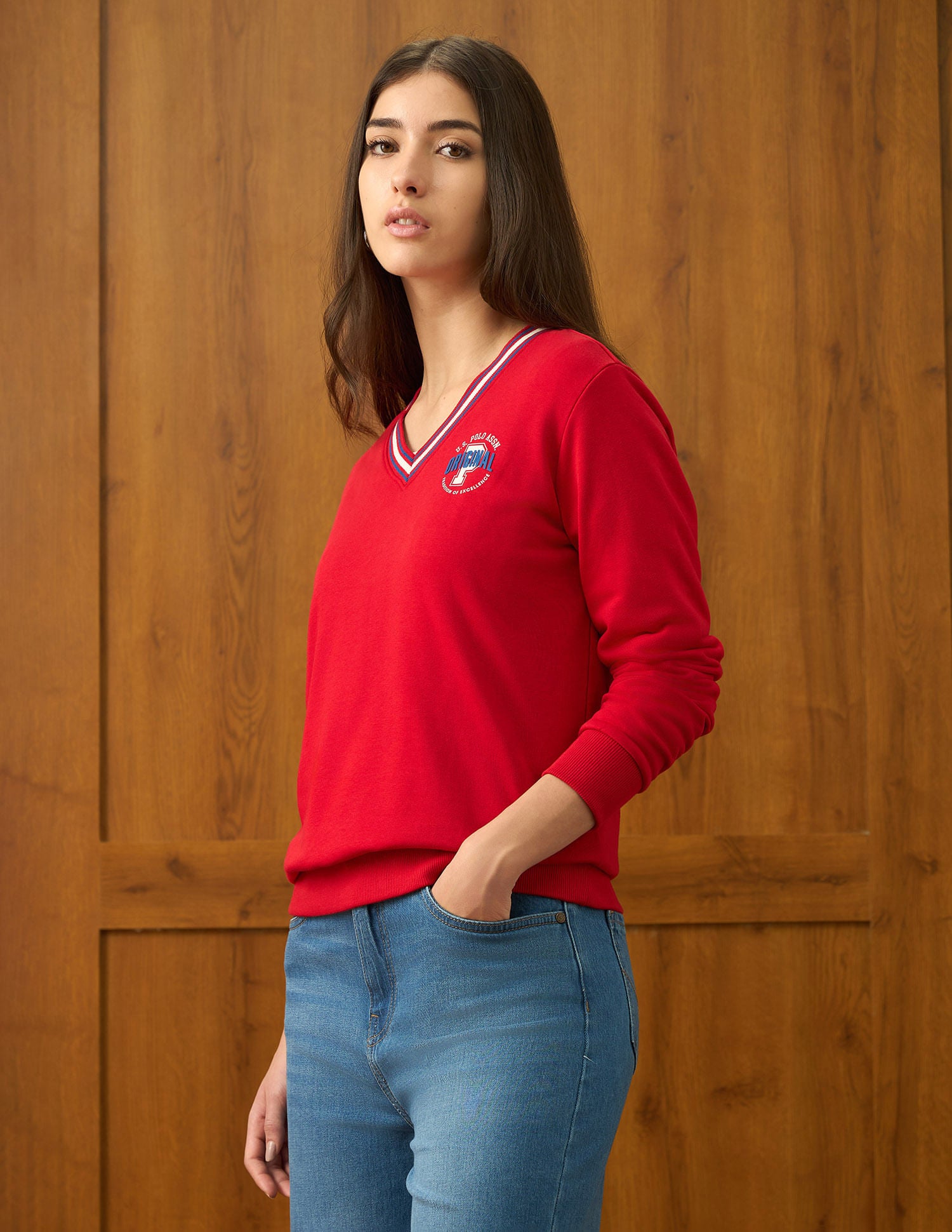 Regular Fit Solid Sweatshirt Red - U.S. POLO ASSN. | Large