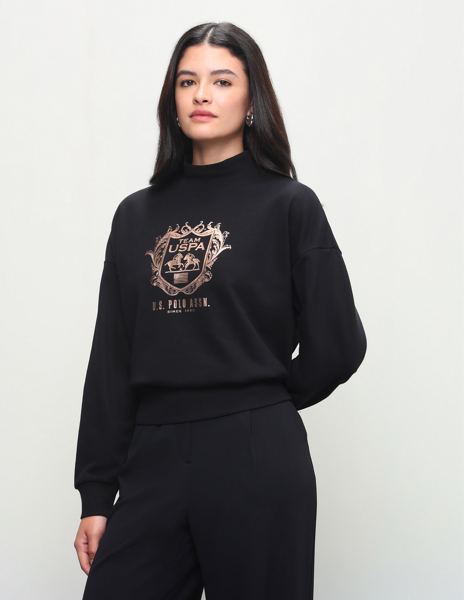 Graphic Brand Printed Oversized Fit Sweatshirt Black - U.S. Polo Assn. India | Large