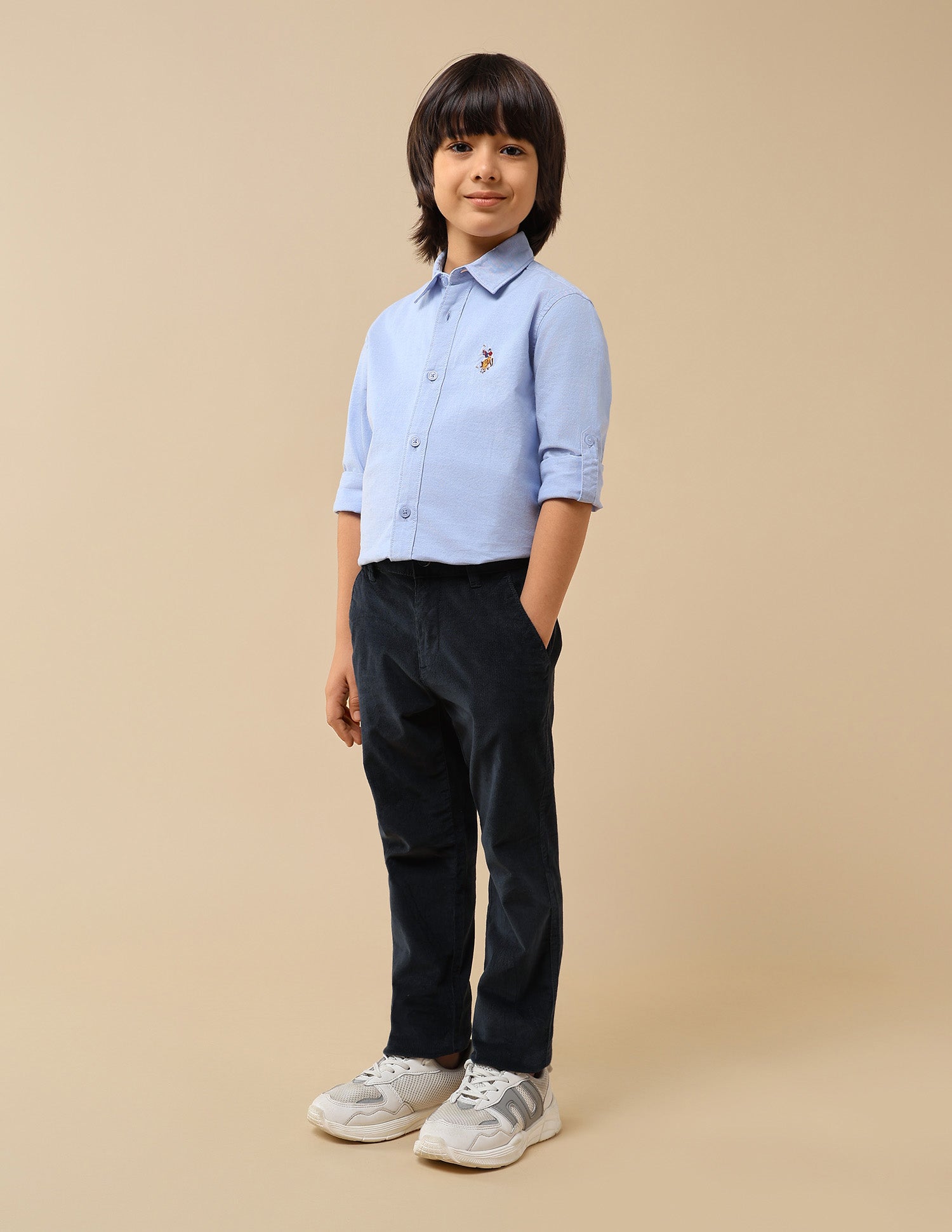 Boys Solid Slim Fit Trousers Navy - U.S. POLO ASSN. | Large