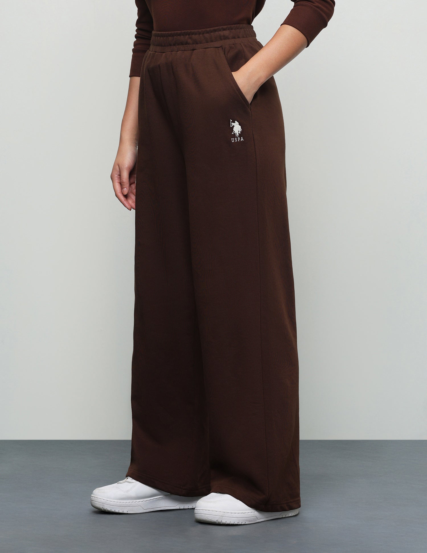 Wide Leg Fit High Rise Sweatpants Dark Brown - U.S. Polo Assn. India | Large