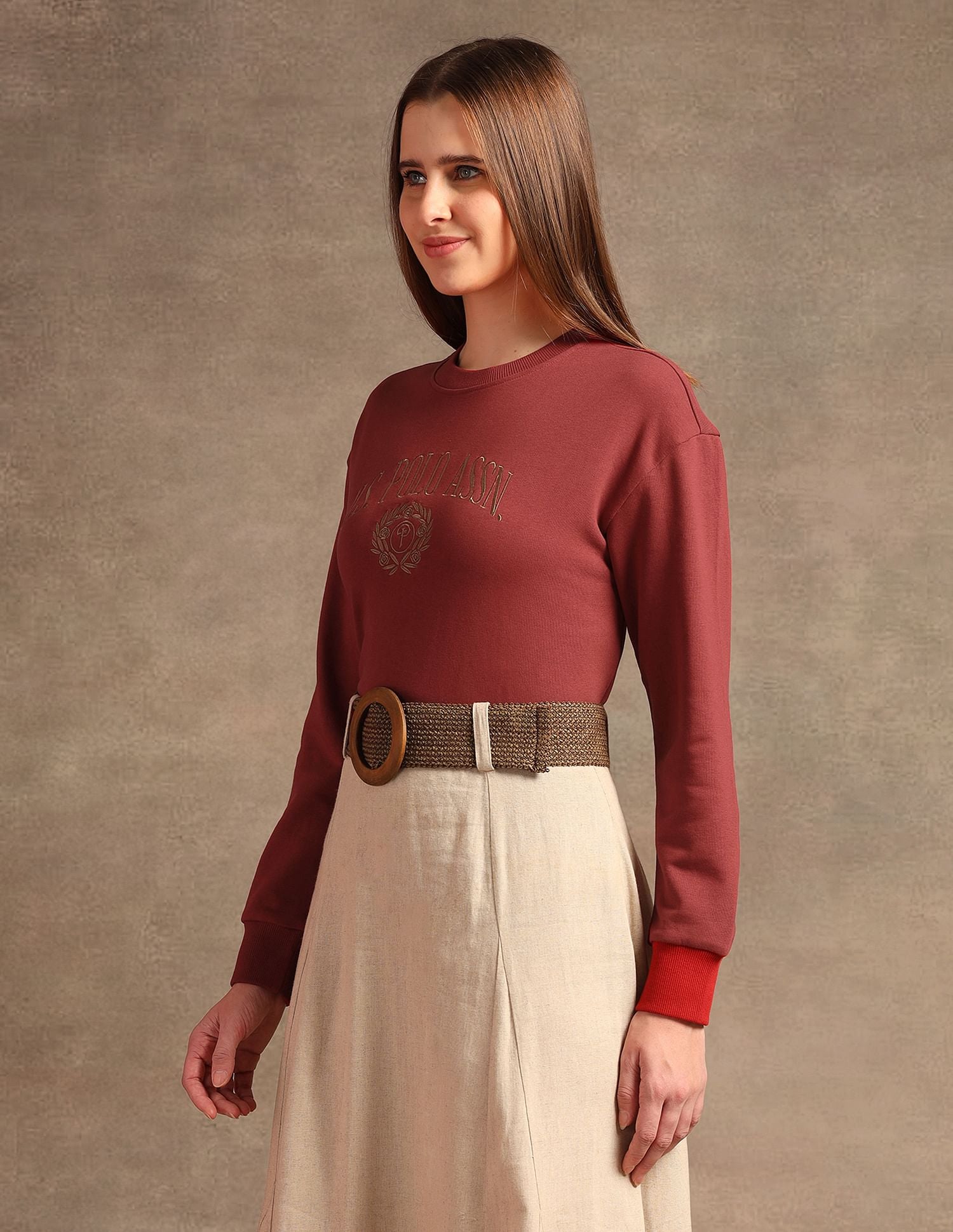 Drop Shoulder Regular Fit Sweatshirt Rust - U.S. POLO ASSN. | Large