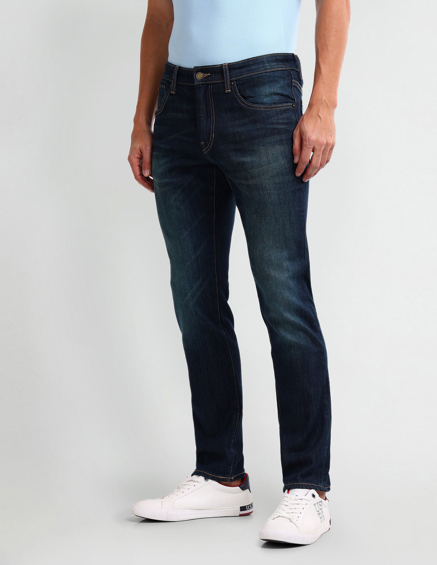 Brandon Slim Tapered Blue Jeans Blue - U.S. Polo Assn. India | Large