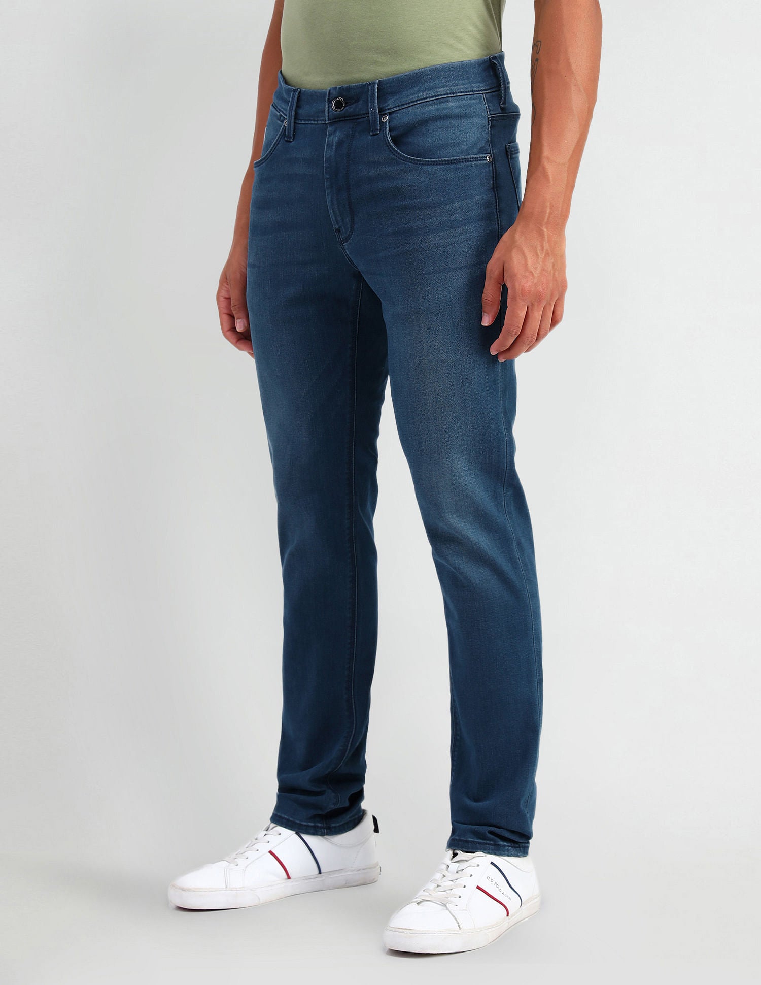 Brandon Slim Tapered Fit Blue Jeans Blue - U.S. Polo Assn. India | Large