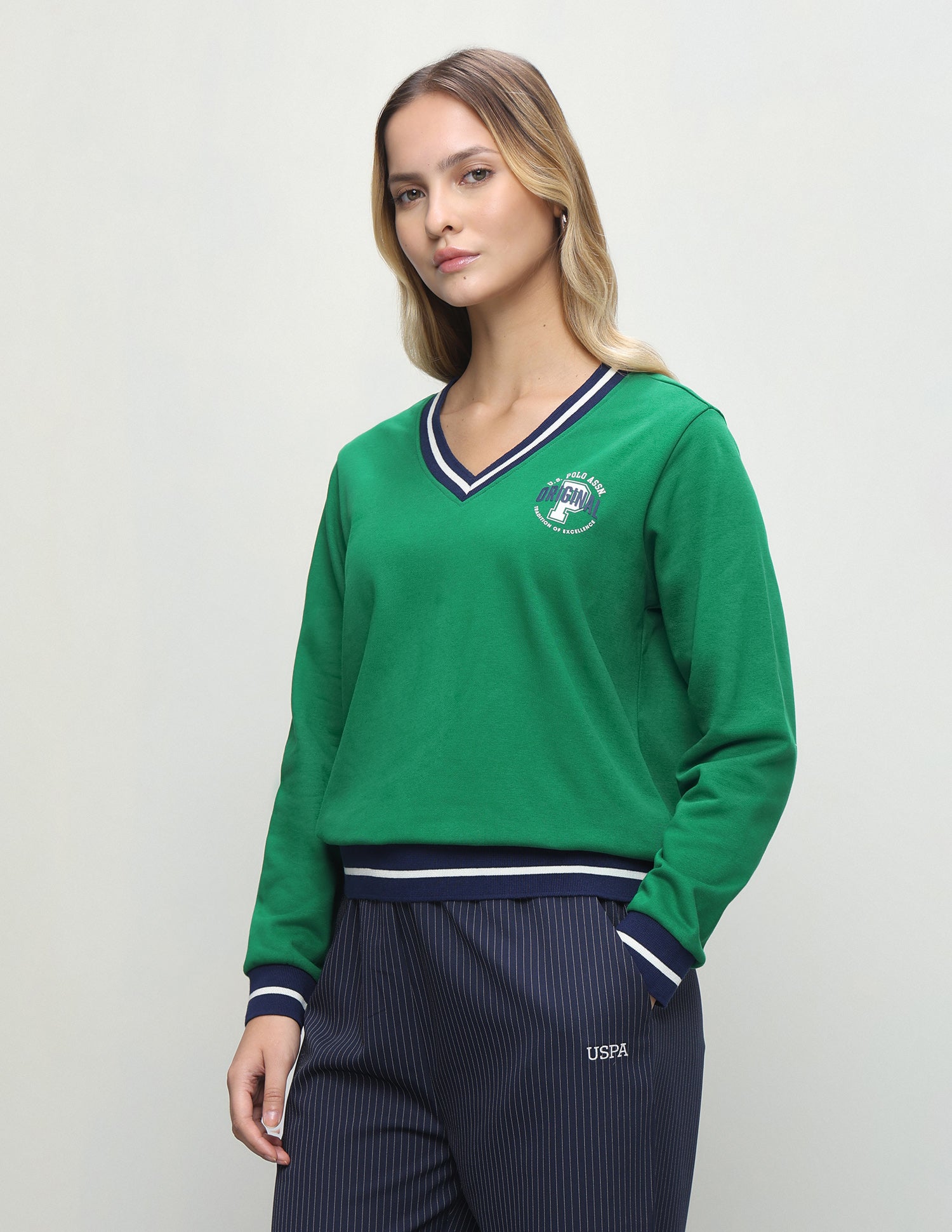 Solid Regular Fit Sweatshirt Green - U.S. Polo Assn. India | Large