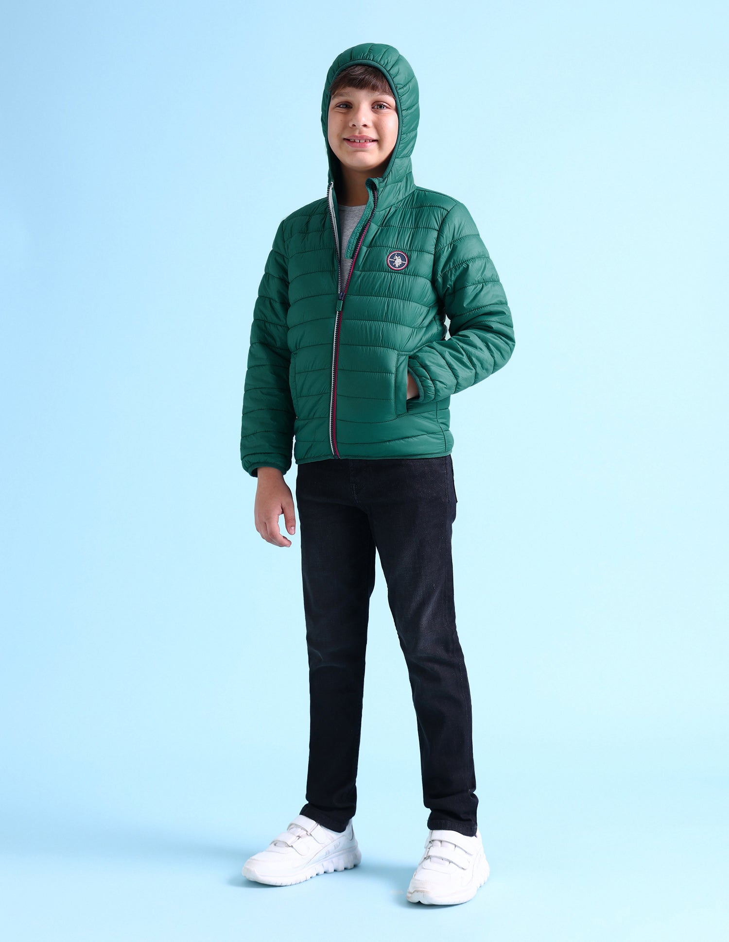 Solid Hooded Puffer Jacket Green - U.S. POLO ASSN. | Large