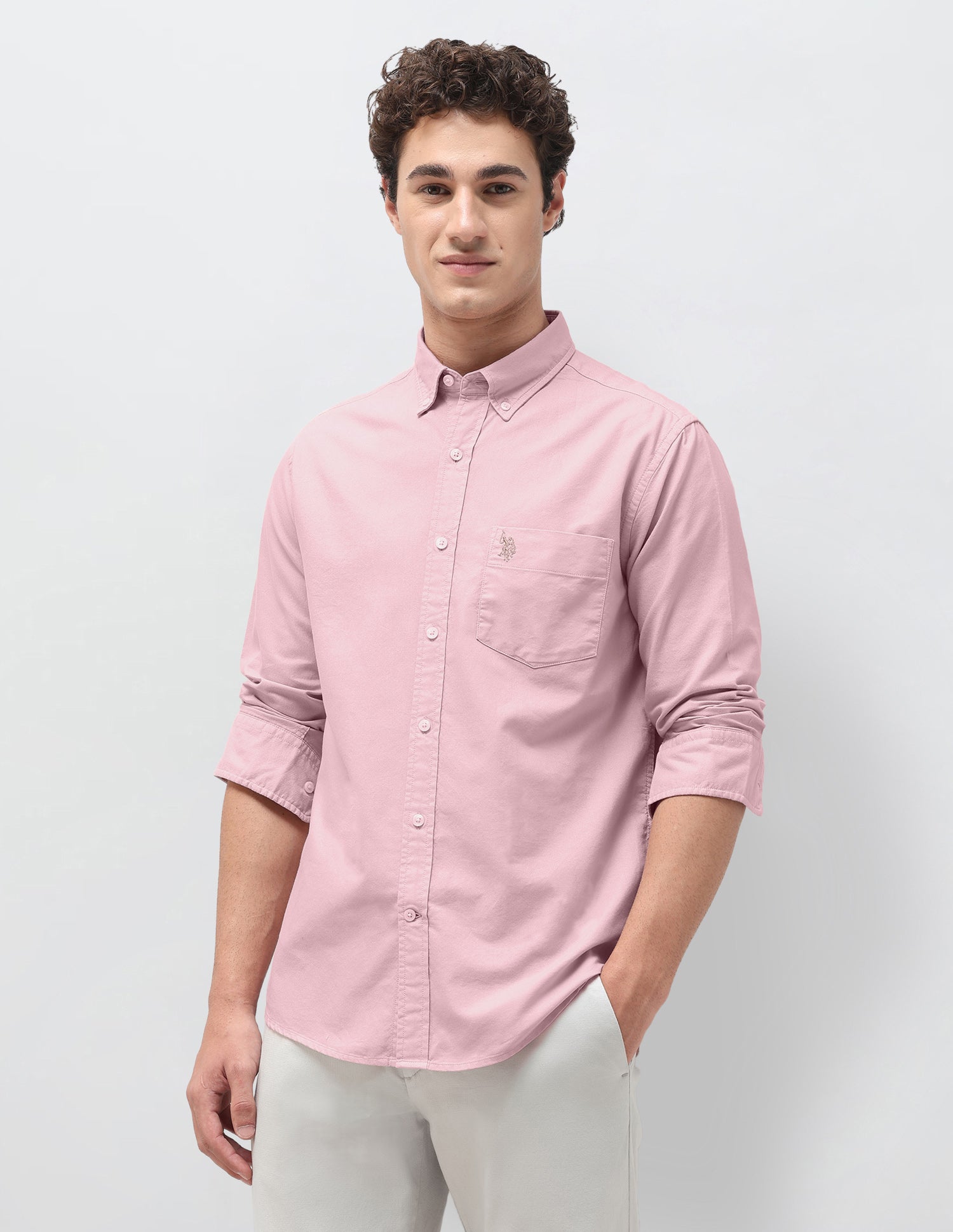 Tailored Fit Oxford Shirt Pink - U.S. Polo Assn. India | Large
