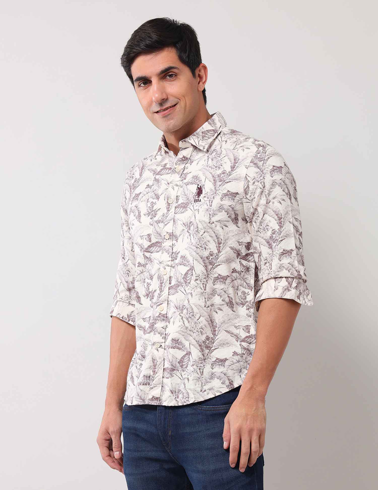 Regular Fit All-Over Shirt Brown - U.S. POLO ASSN. | Large