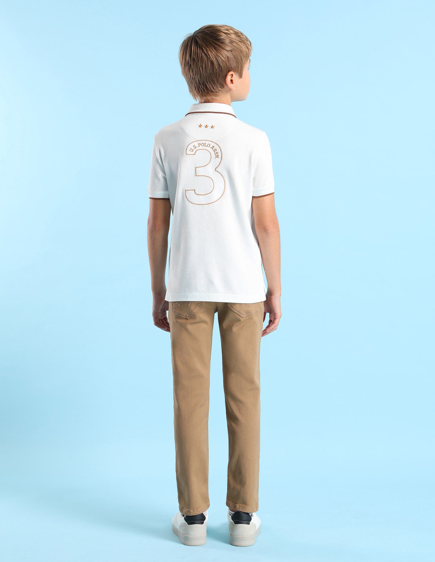 Boys Embroidered Regular Fit Polo Shirt Off White - U.S. POLO ASSN. | Large