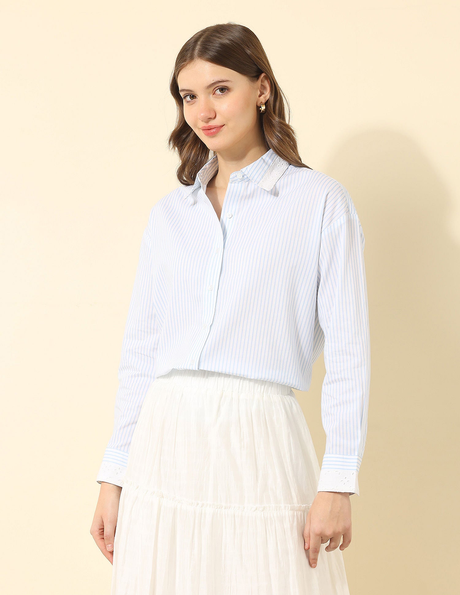 Vertical Striped Regular Fit Shirt Light Blue - U.S. POLO ASSN. | Large