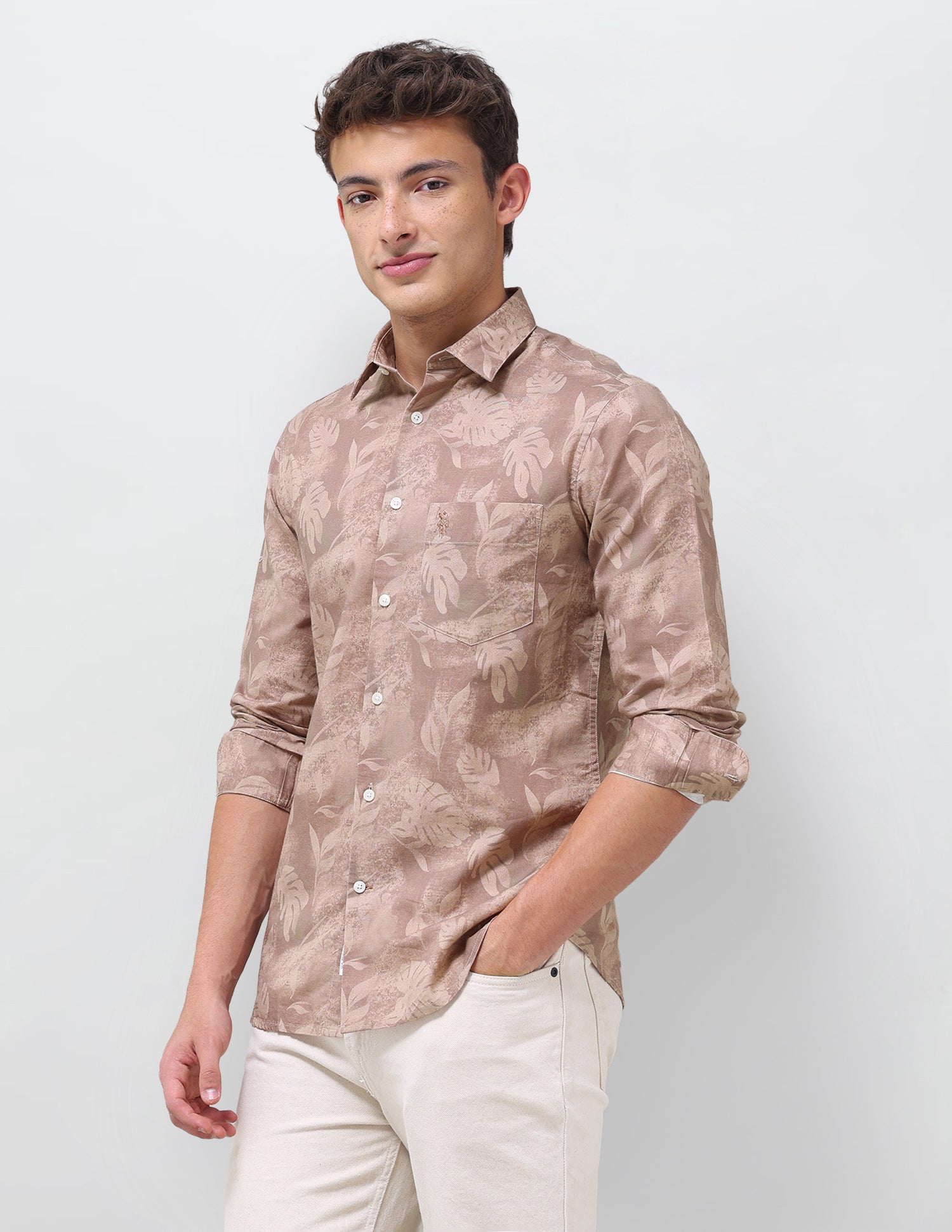 Tropical Printed Regular Fit Shirt Rust - U.S. Polo Assn. India | Large