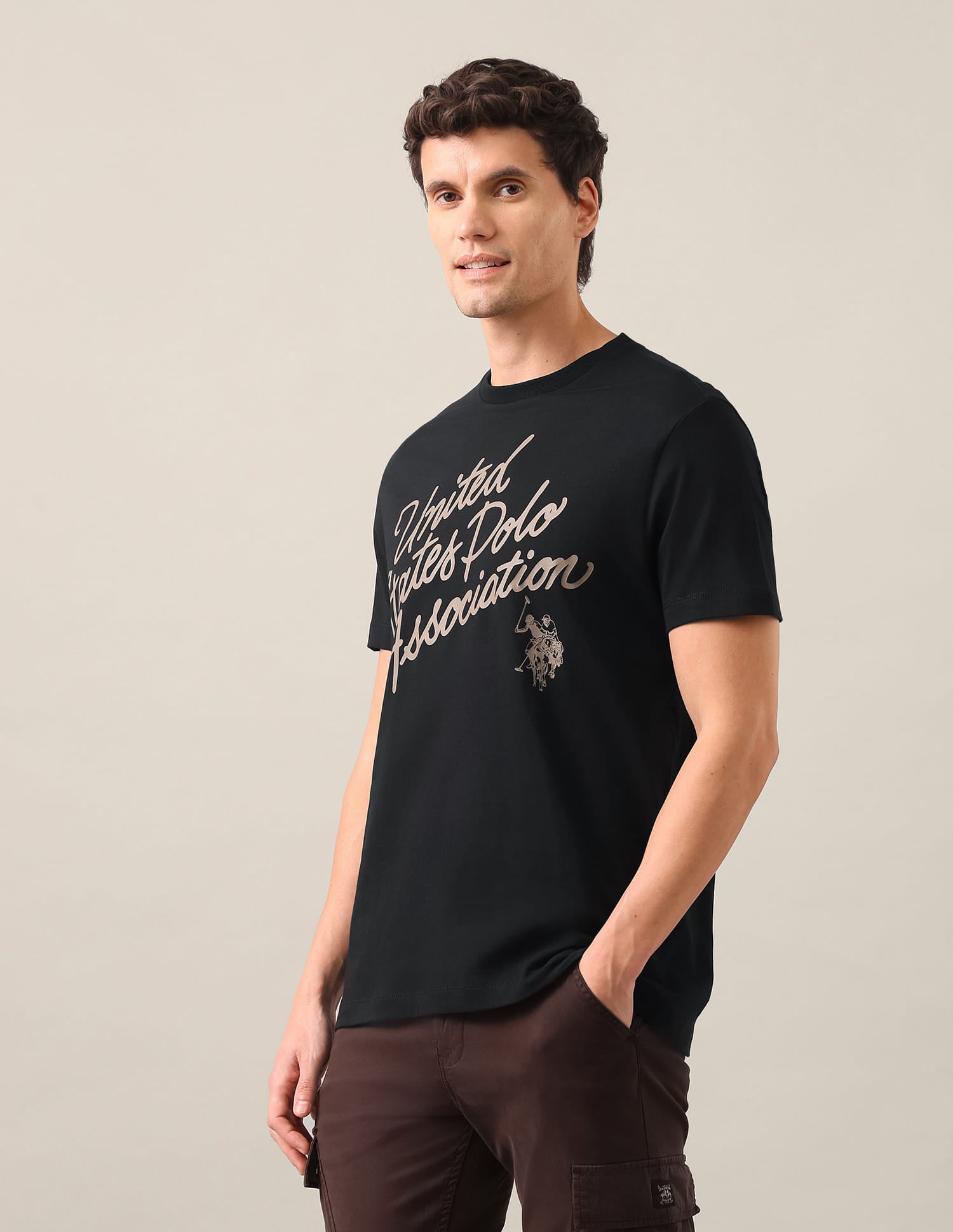 Typographic Brand Printed Regular Fit T-Shirt No colour - U.S. Polo Assn. India | Large