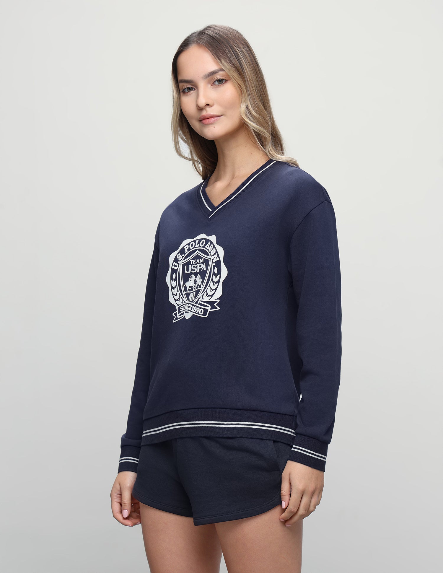 Graphic Brand Printed Oversized Fit Sweatshirt Navy - U.S. Polo Assn. India | Large