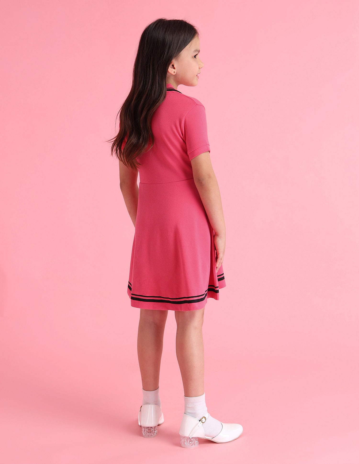 Girls Tipped Collar Polo Dress Rogue Pink - U.S. Polo Assn. India | Large