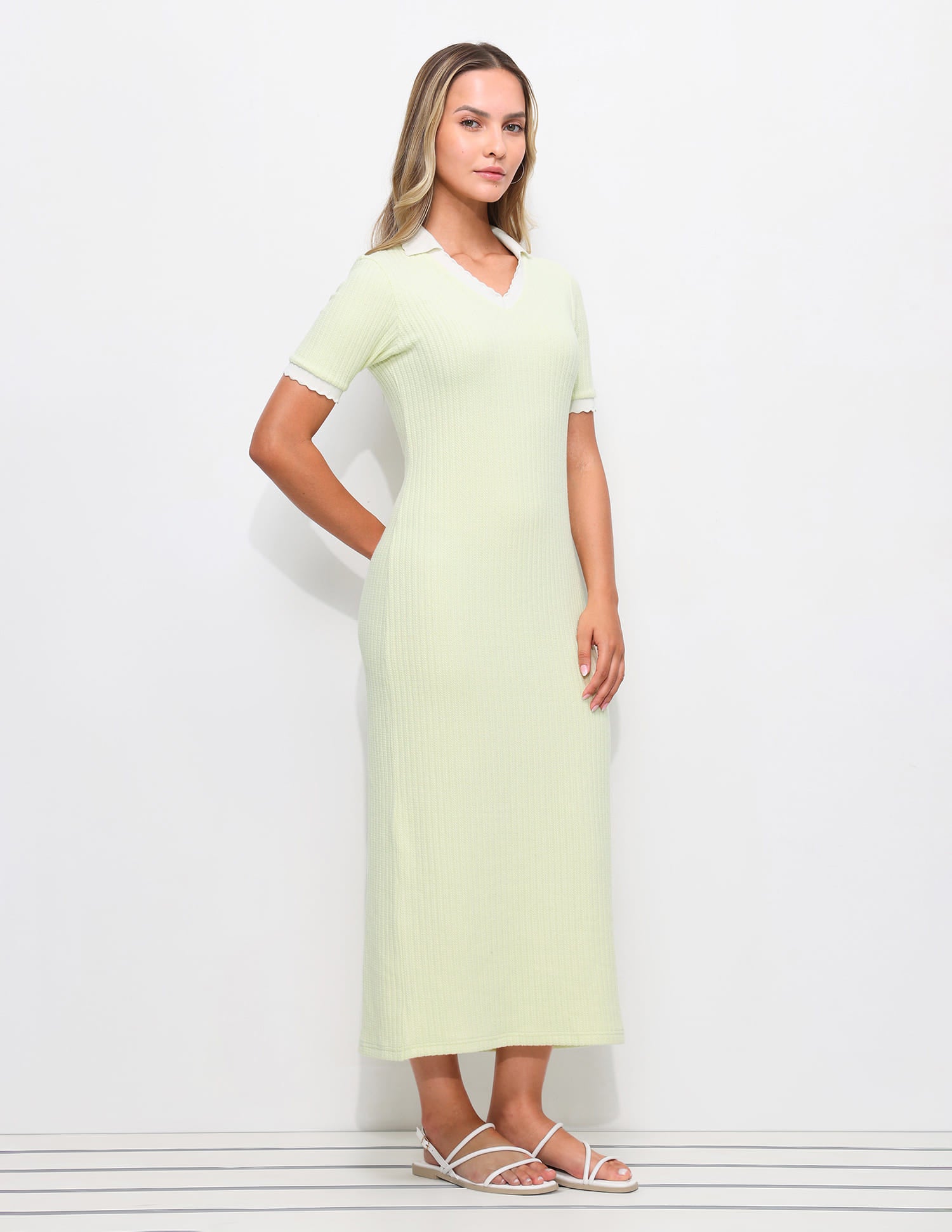 Textured Scalloped Collar Dress Green - U.S. Polo Assn. India | Large
