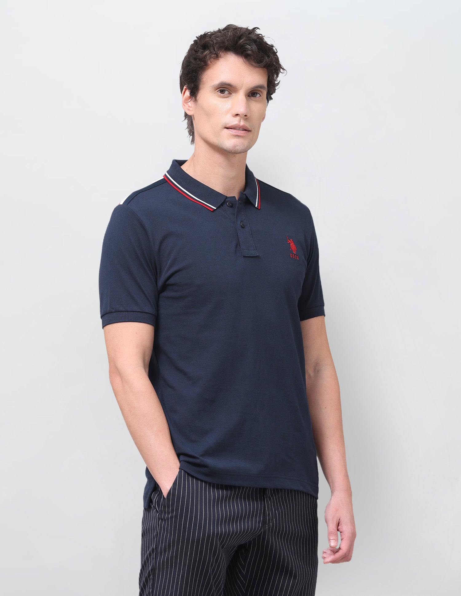 Solid Regular Fit Polo Shirt Navy - U.S. Polo Assn. India | Large