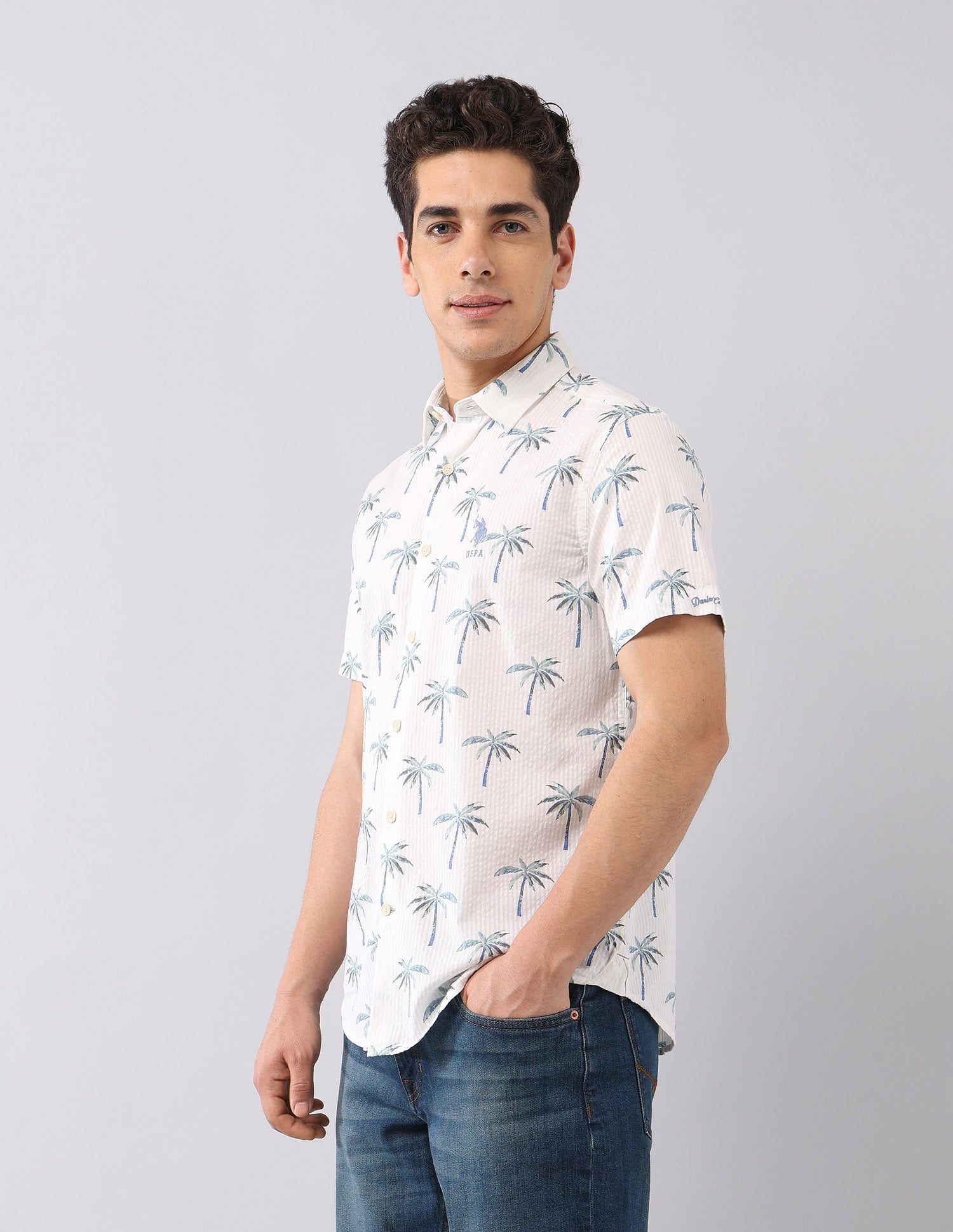 Pure Cotton Regular Fit Shirt Blue - U.S. Polo Assn. India | Large