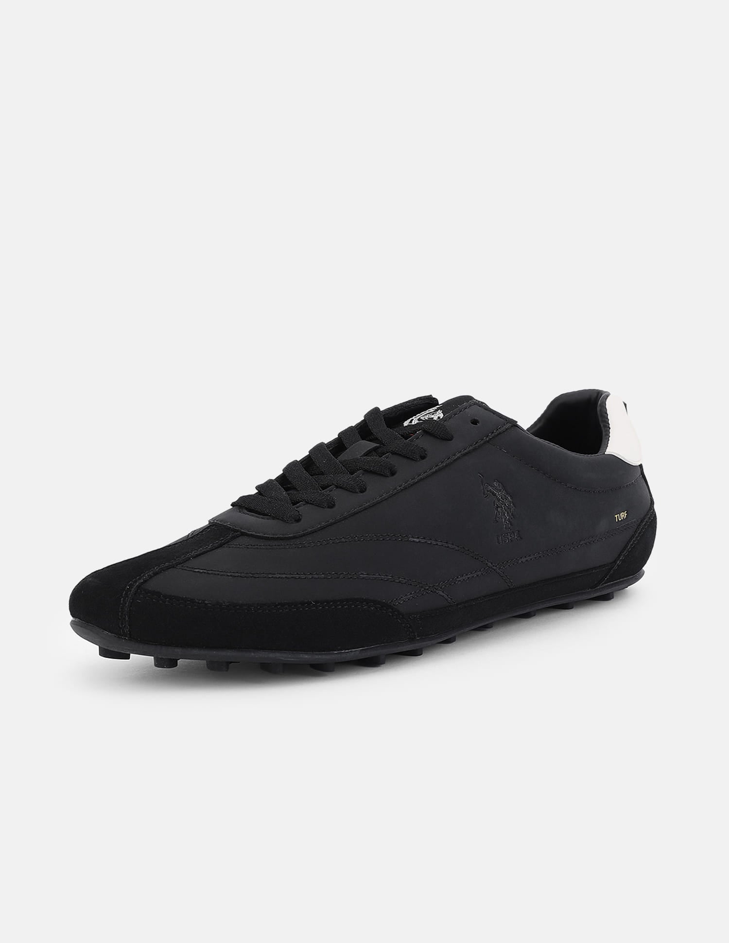 Round Toe Suede Turf Sneakers Black - U.S. Polo Assn. India | Large