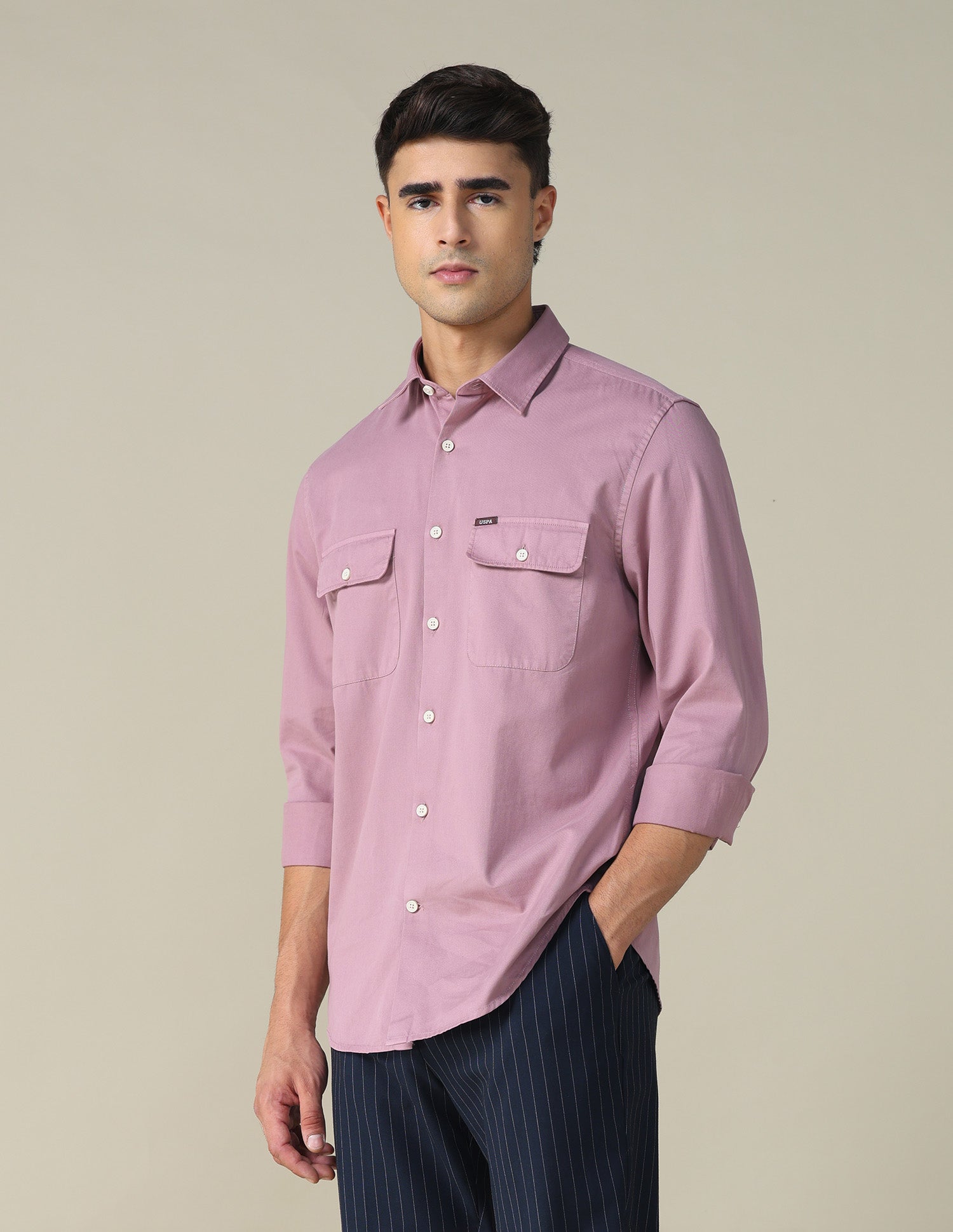 Twill Relaxed Fit Shirt Pink - U.S. POLO ASSN. | Large