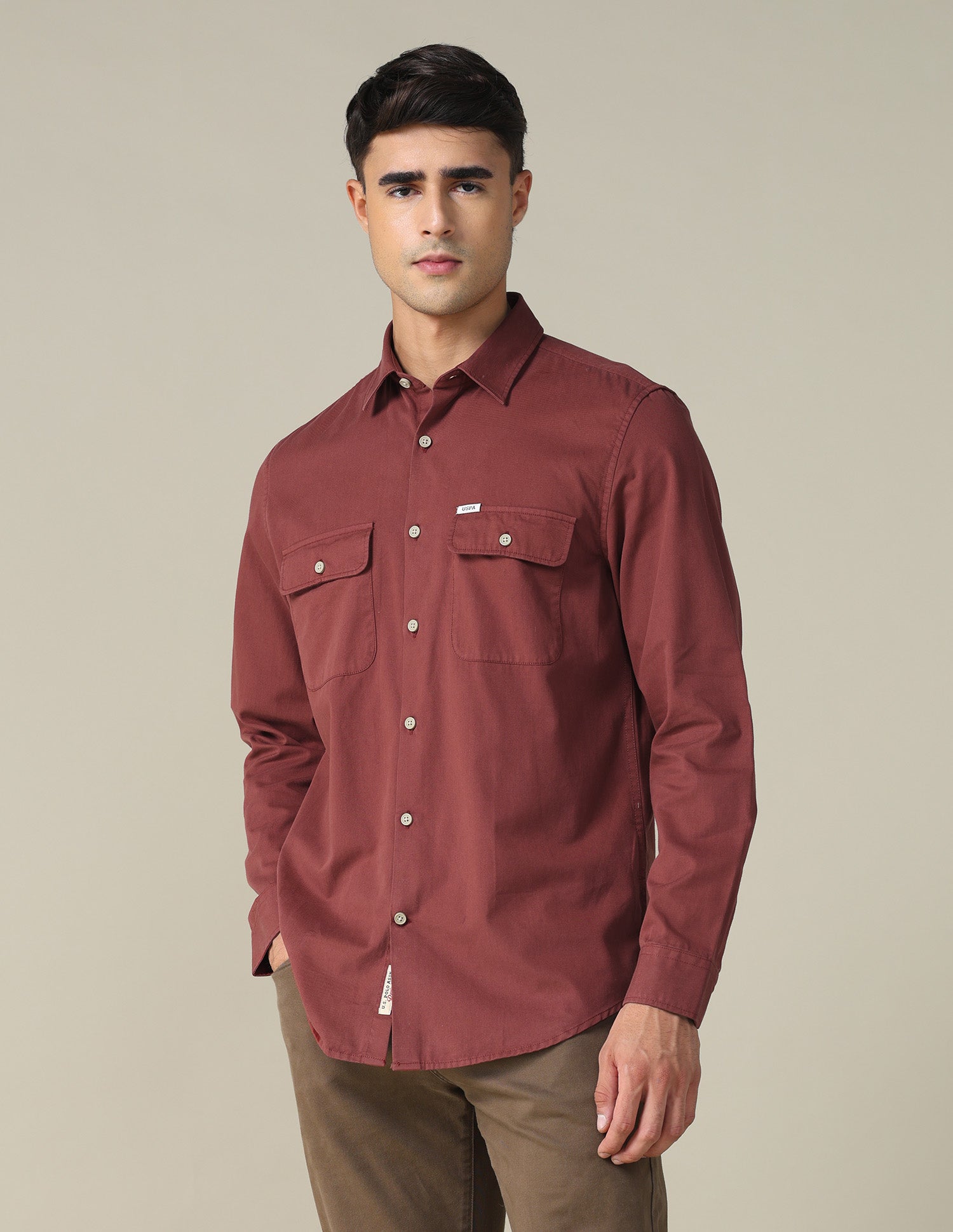Twill Relaxed Fit Shirt Rust - U.S. POLO ASSN. | Large